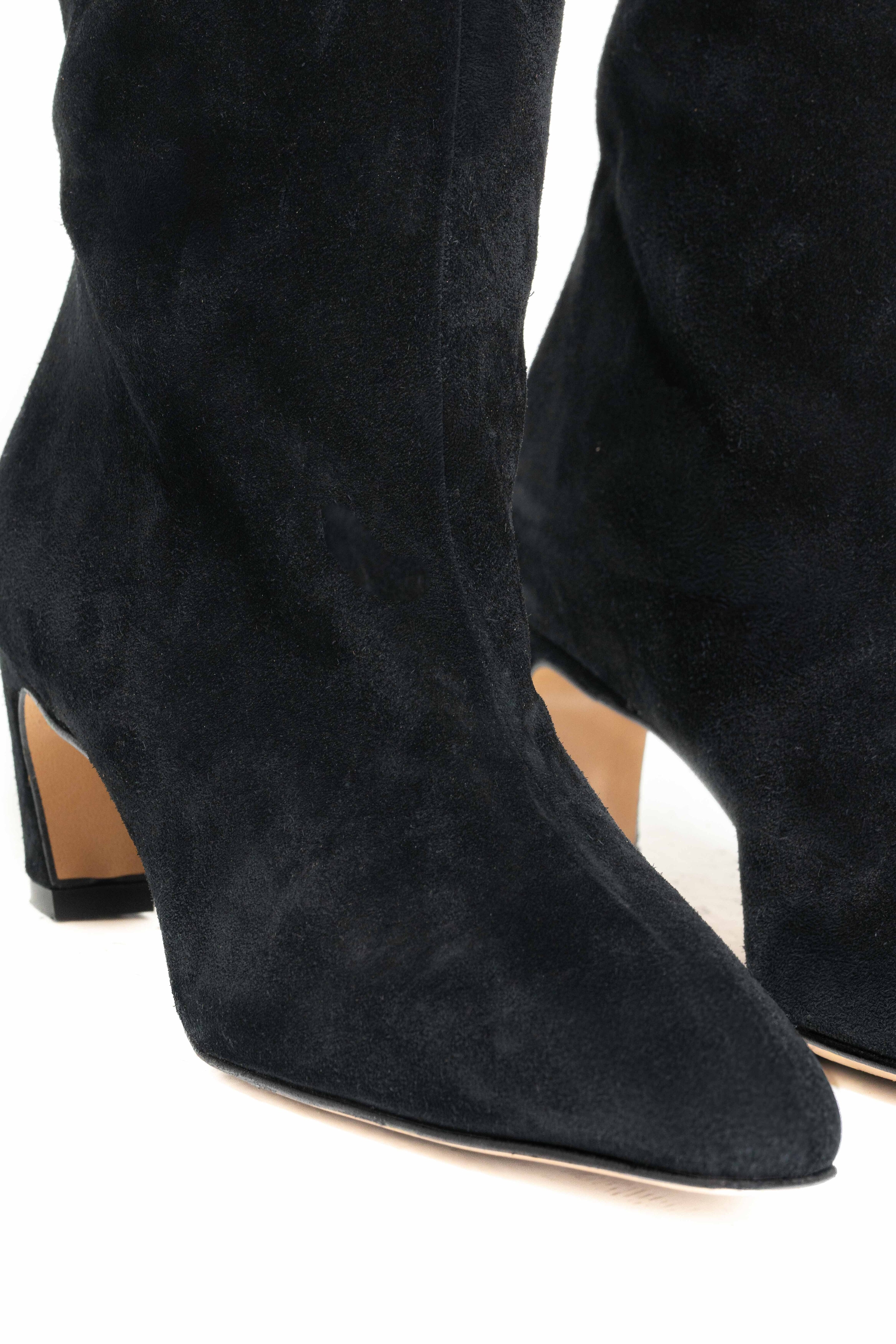 JADE - Stivali Cuissard  in Camoscio Nero - Tacco Roghetto 5 Cm