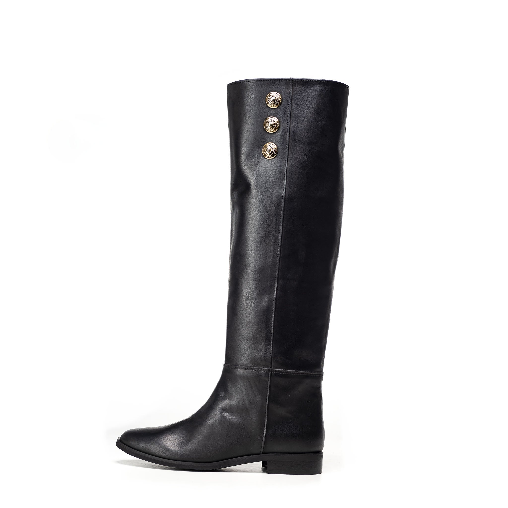 1180 - Tubular boot in real leather with buttons