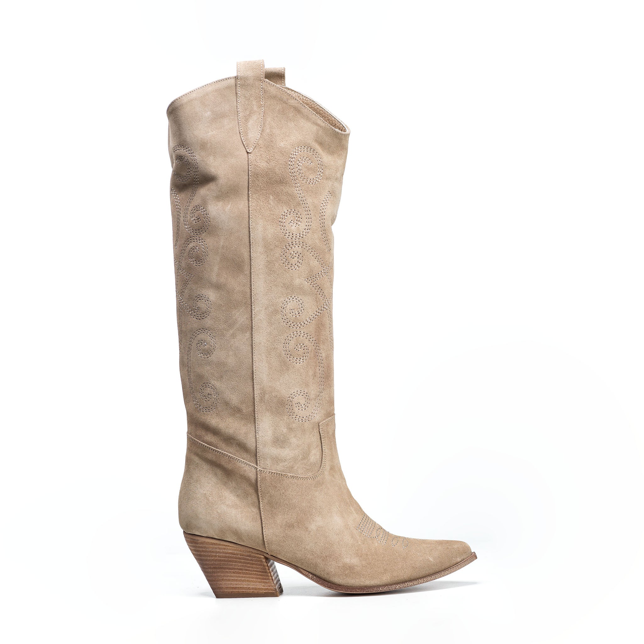 TEX 70_FLORISH - Camperos Boot in Real Deer Suede with Embroidery