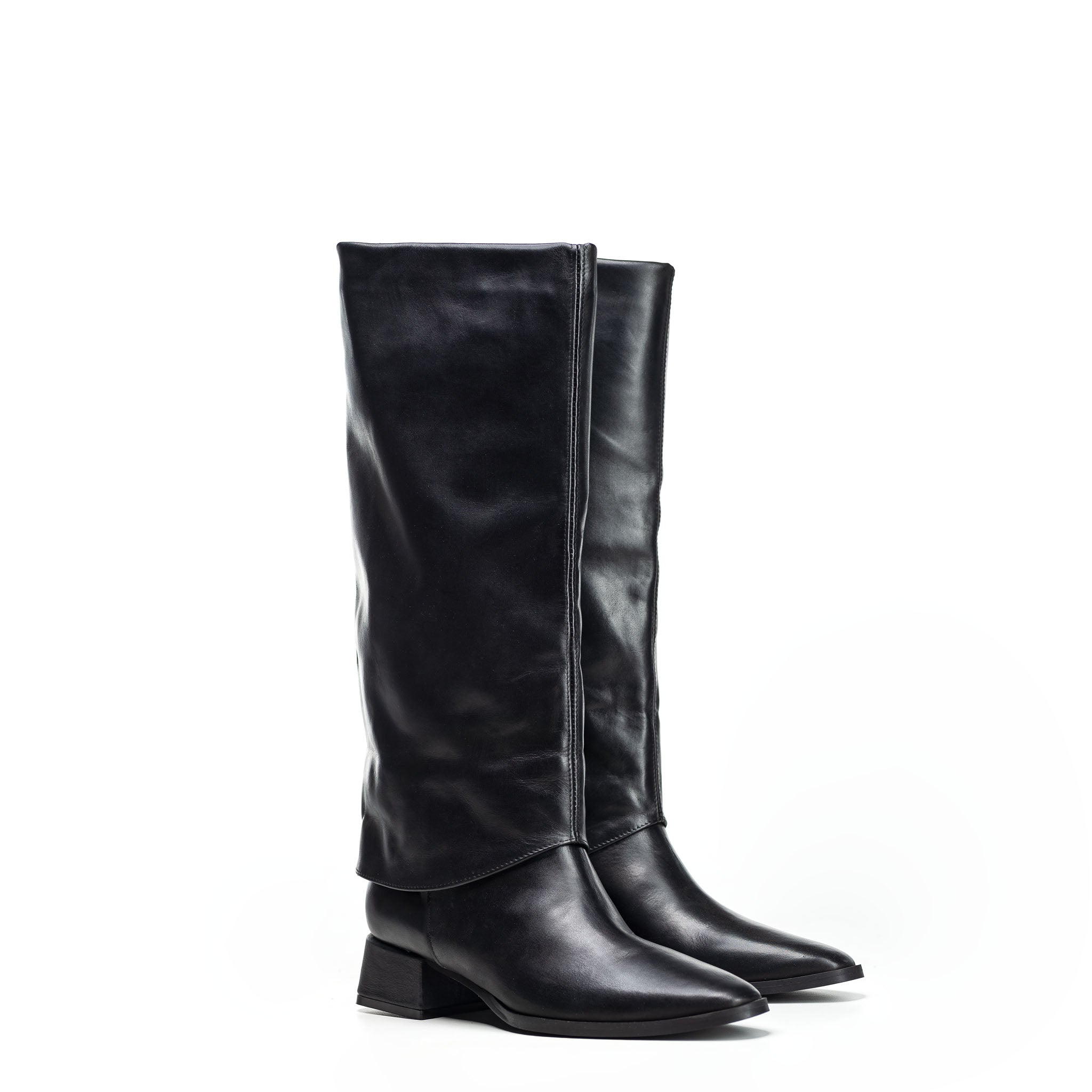 KHAITHE_142 - Genuine Leather Tubular Boot with Cuff