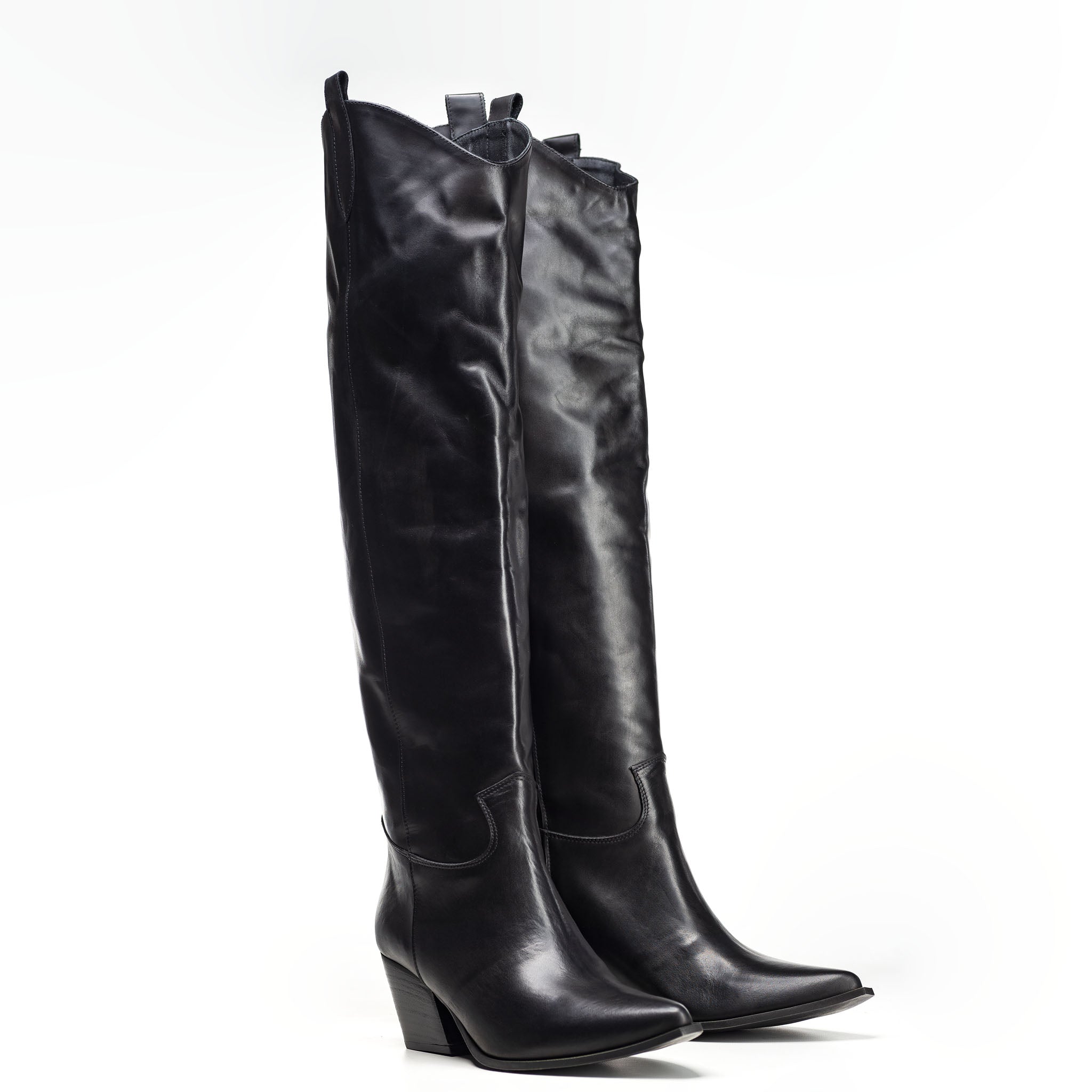 TEX 80 - Camperos Over-the-Knee Tubular Boot in Real Black Leather