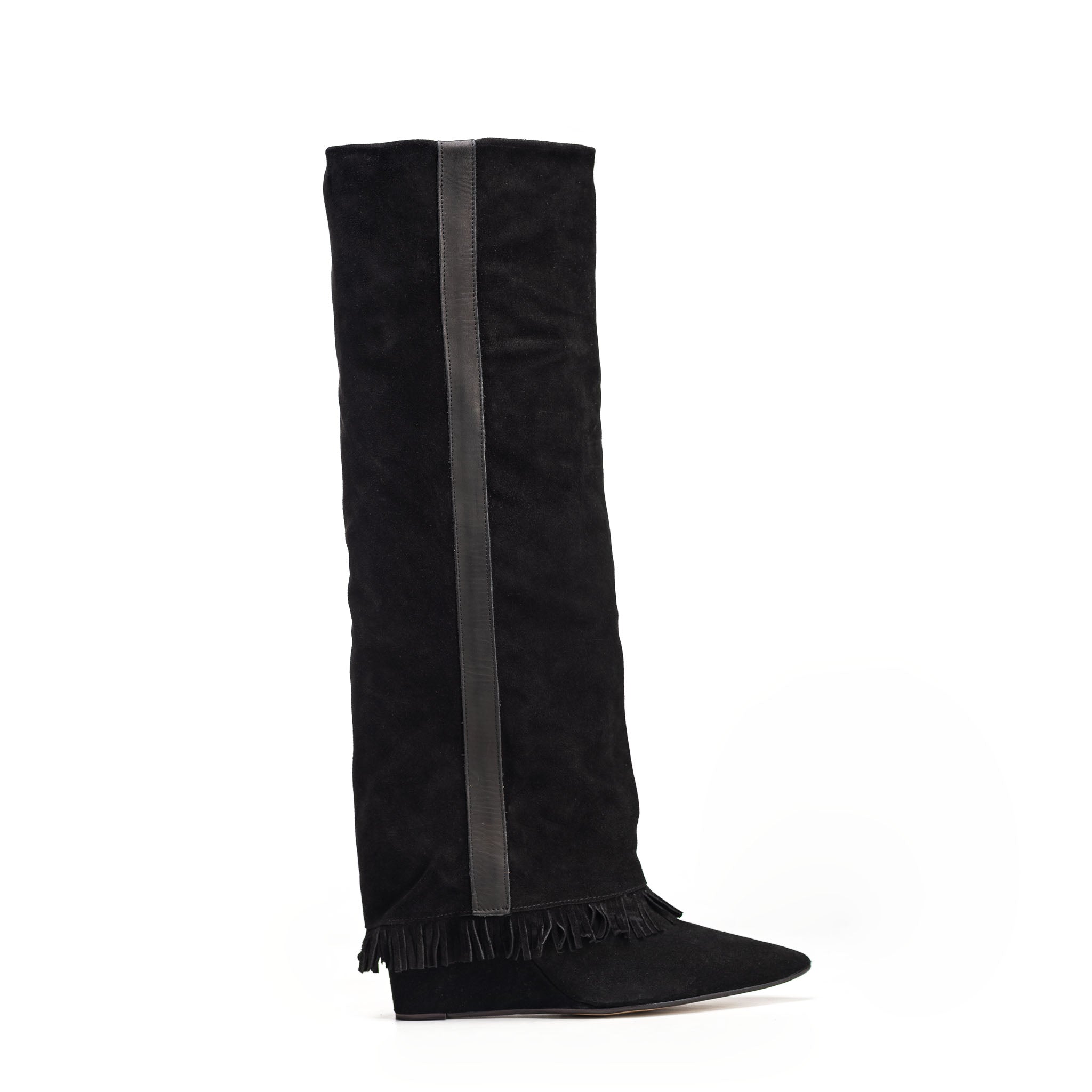 ACAPULCO 720_FRANGE_ZEPPA - Tubular boot in genuine fringed suede with wedge