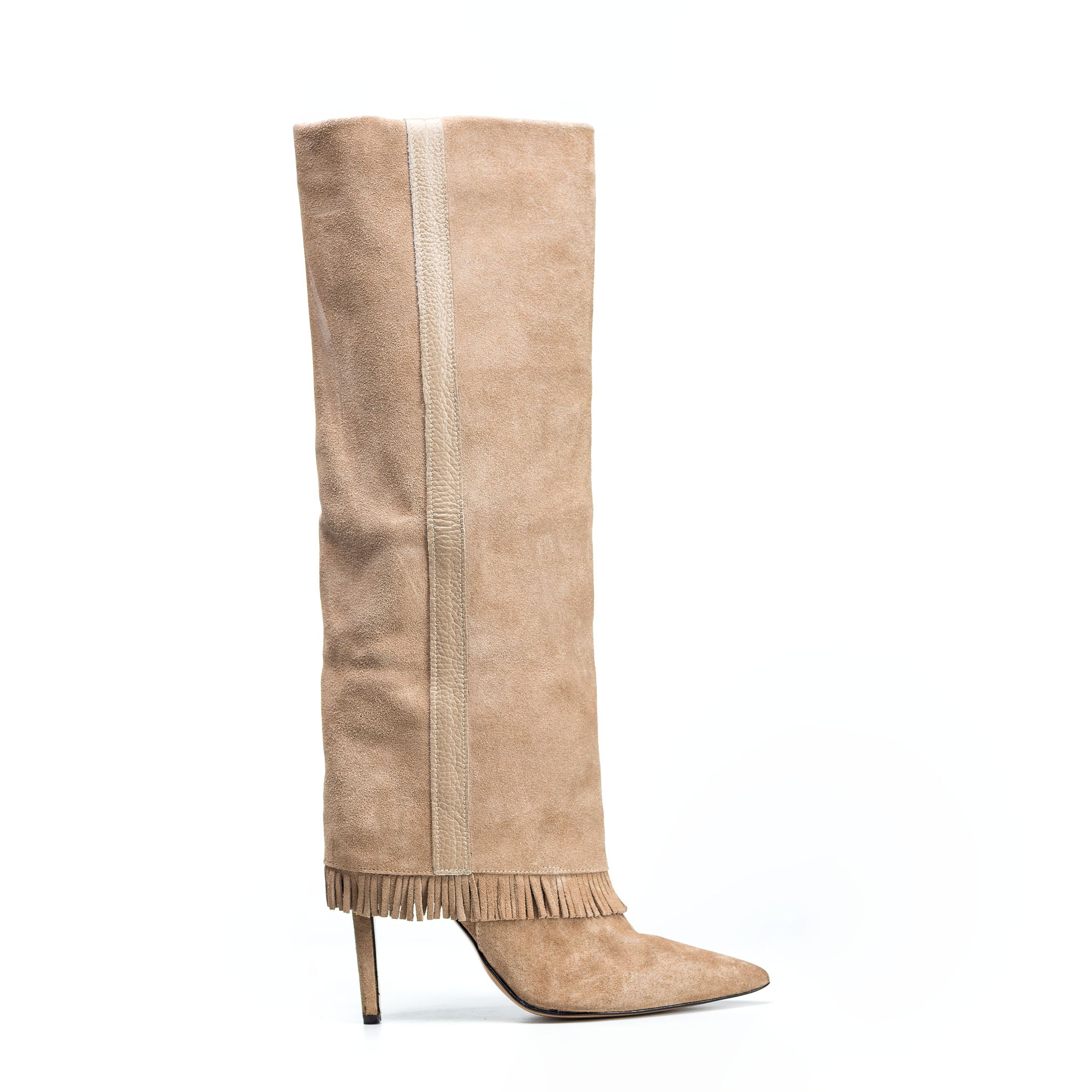 ACAPULCO 720_FRANGE - Tubular boot in genuine fringed suede with stiletto heel