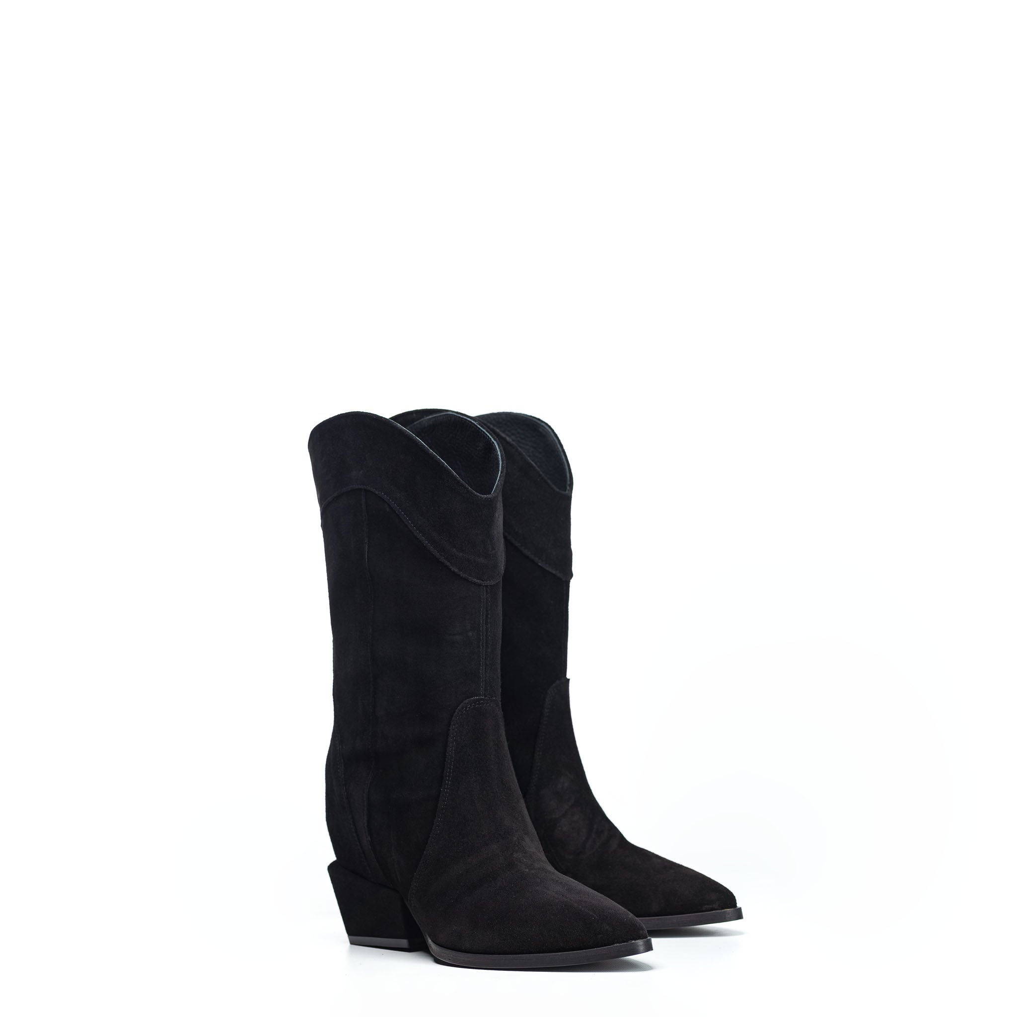 ALICE 200 - Camperos mood tubular ankle boot in Real Black Suede with internal rise