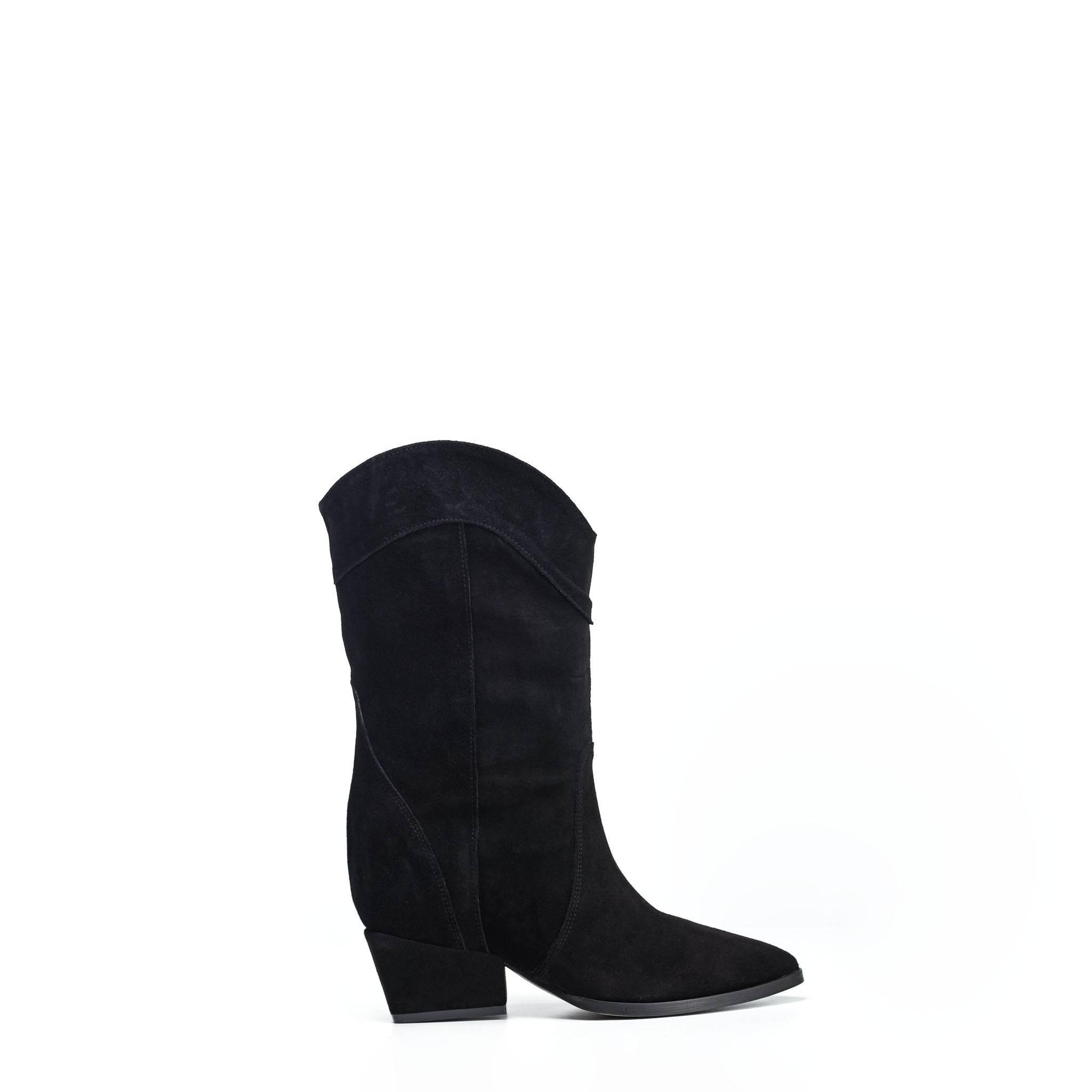 ALICE 200 - Camperos mood tubular ankle boot in Real Black Suede with internal rise