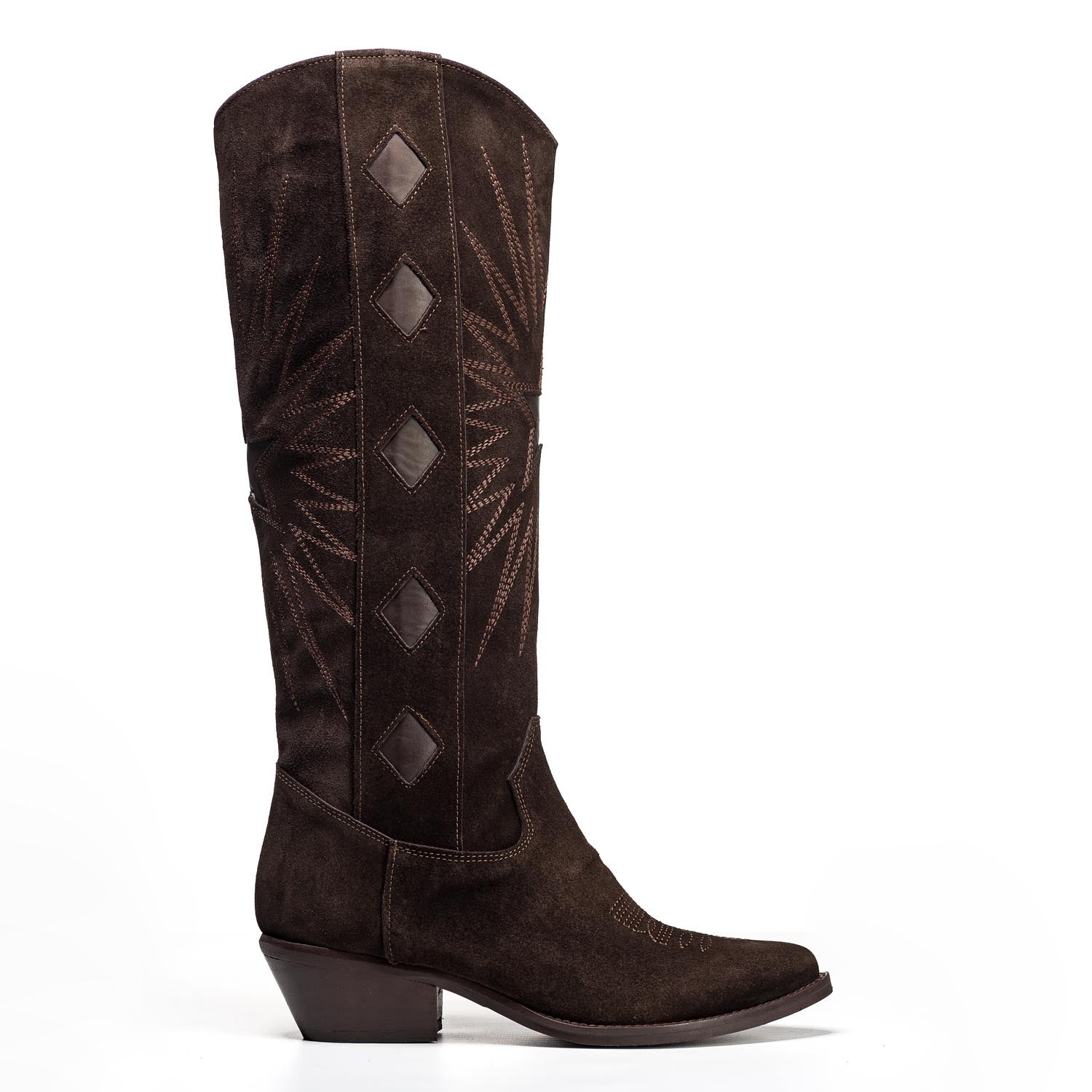 TEX 300_GOLDEN - Camperos mood tubular boot in real brown suede