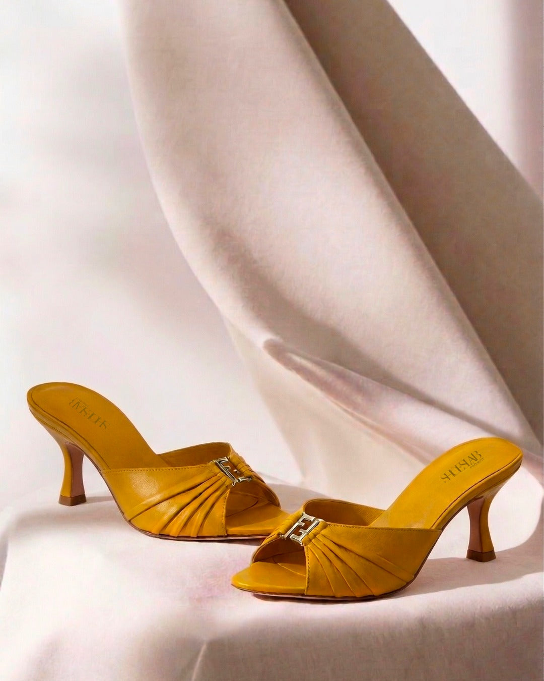 FEDERICA - Sabot da Donna in Vera Pelle Plissettata - Tacco 7 cm