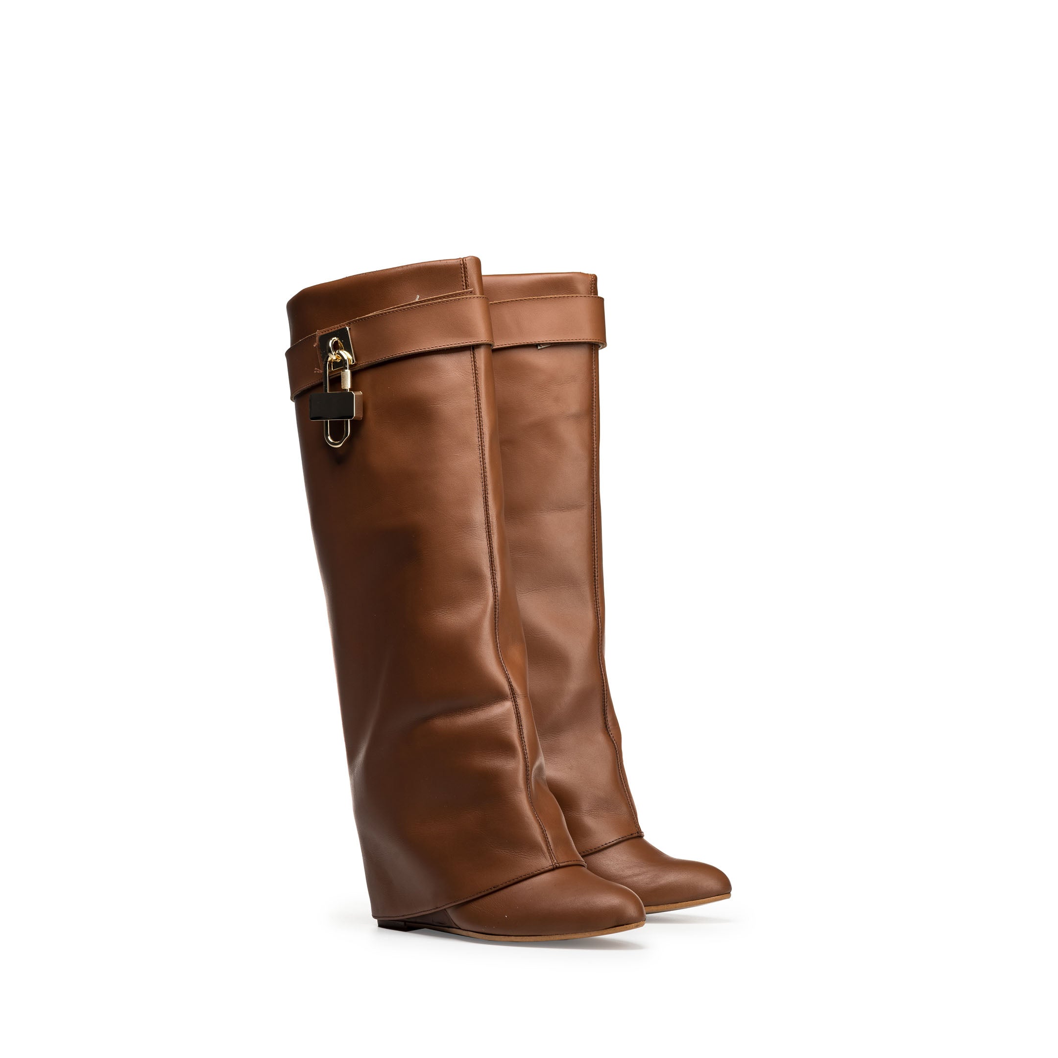 SOPHIE - Tubular boot in genuine leather with accessory and 7 cm heel/wedge