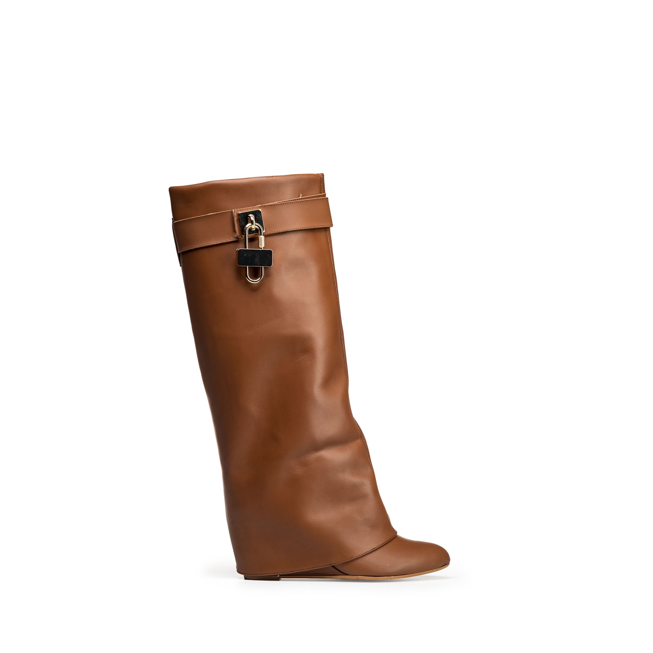 SOPHIE - Tubular boot in genuine leather with accessory and 7 cm heel/wedge