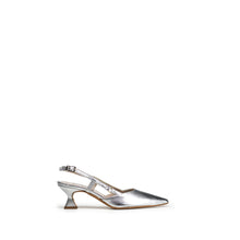 Carica l&#39;immagine nel visualizzatore di Gallery, KAROL - Decolleté Slingback a punta in Vera Pelle Laminato Argento con tacco 5 Cm
