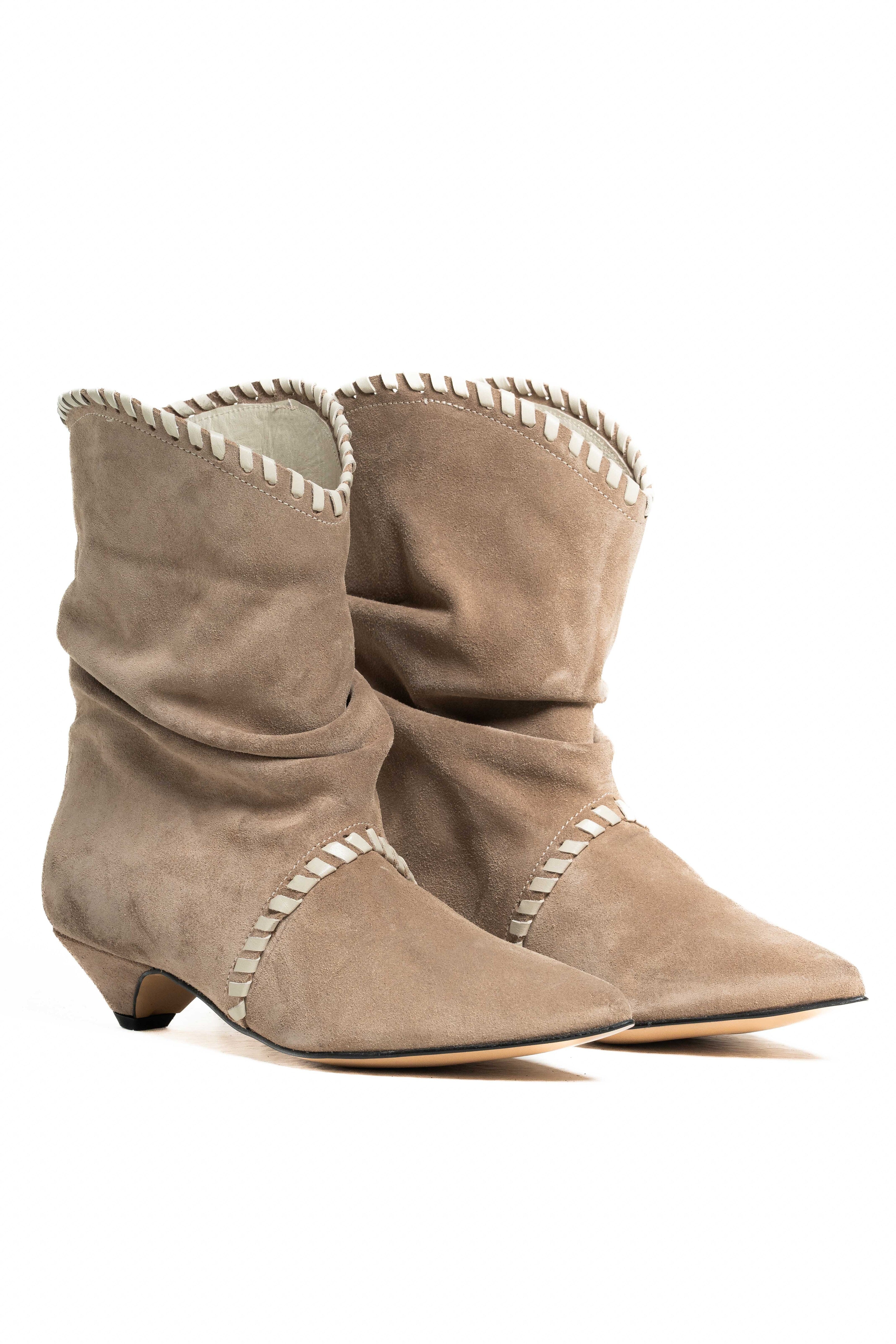 MARA - Stivaletto tubolare in Vero Camoscio Daino mood Indianino - Tacco 3 Cm