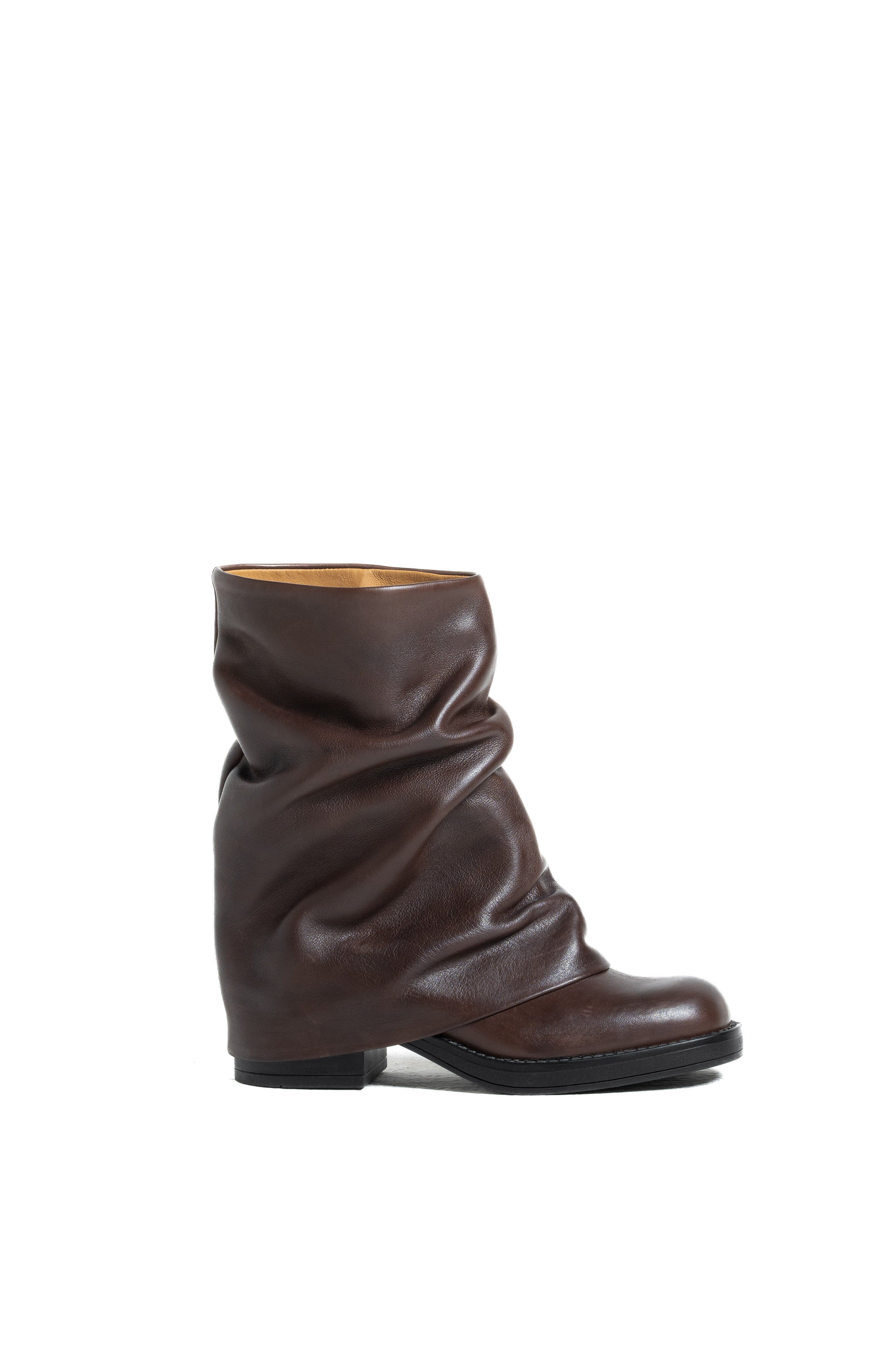 V7 - Tubular boot mood Biker Amphibian in real black leather with rubber sole and buckles