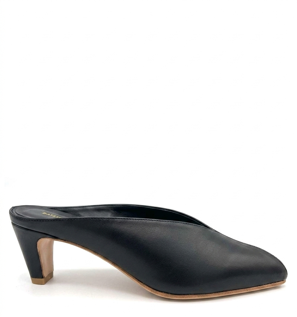 NINA - Mule in Vera Pelle Nera con Scolla a V