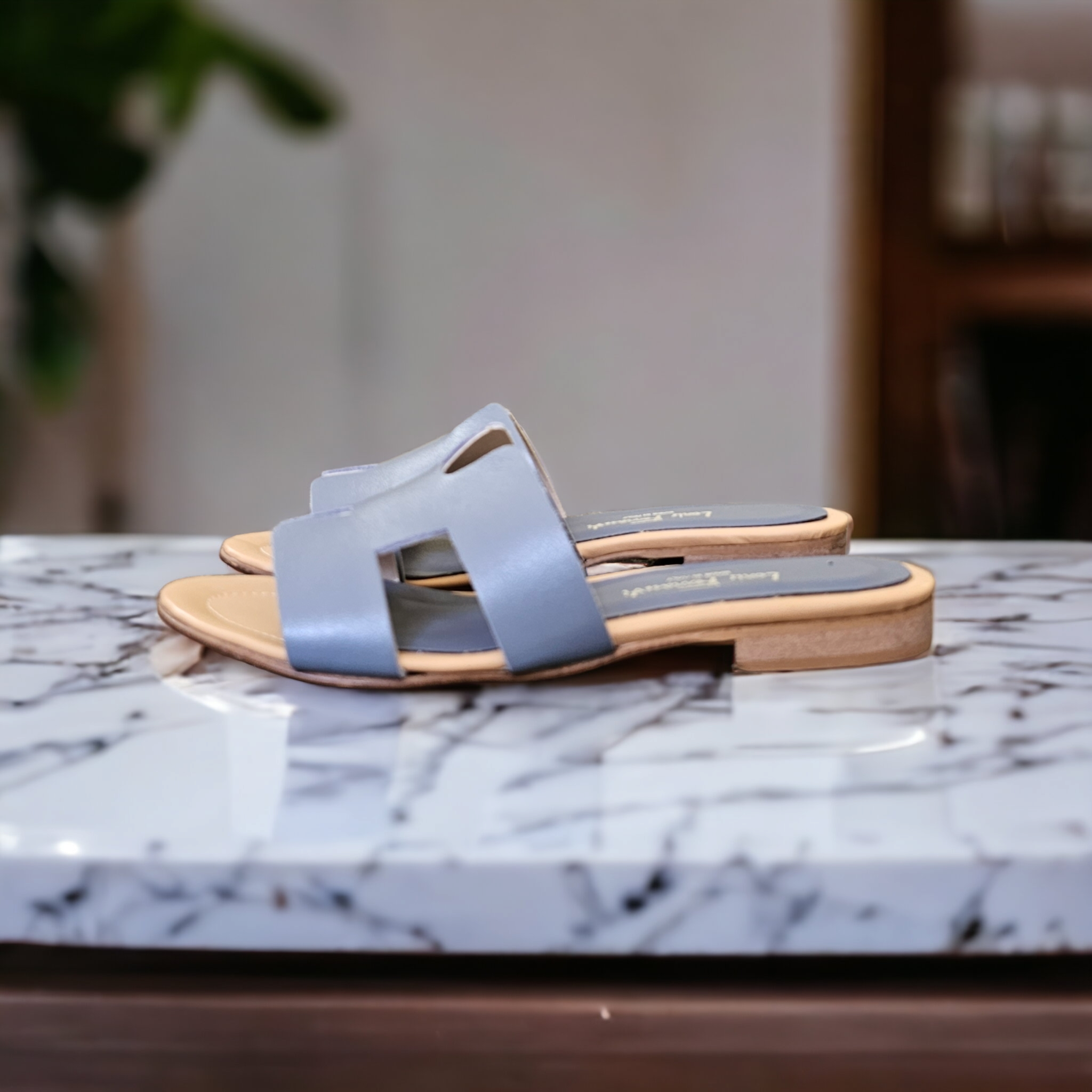 POSITANO - Zapatilla Artesanal Hecha a Mano en Piel Auténtica Sky
