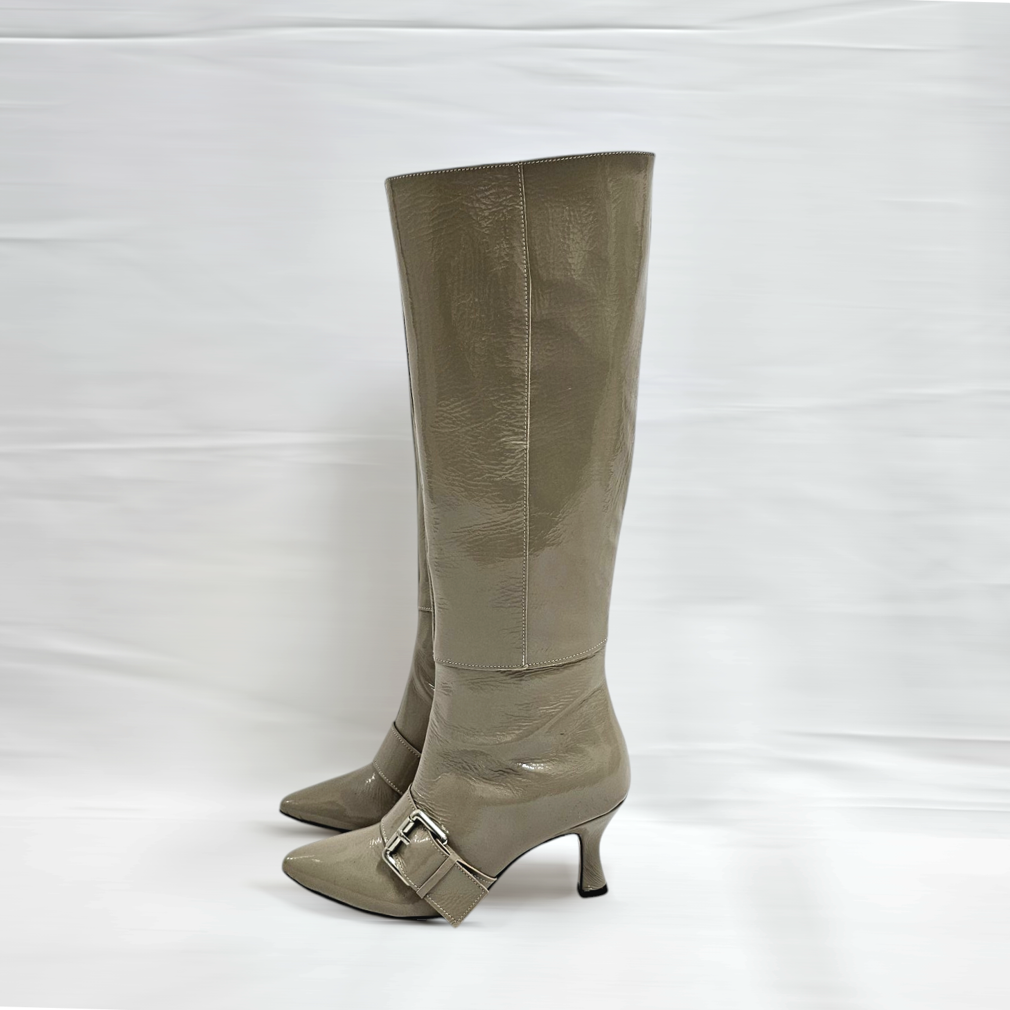 CRACOVIA - Genuine Leather Boot with Patent Effect and Zip - 9cm Heel