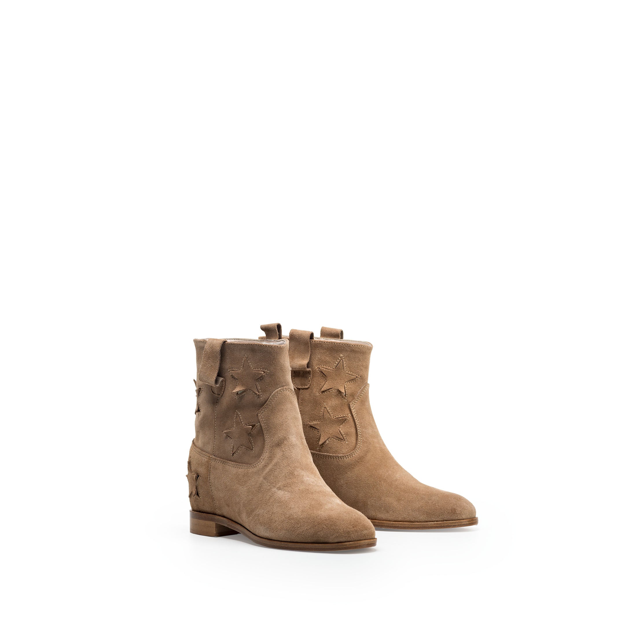 R10_STARS - Genuine Deer Suede Ankle Boot with Stars and Internal Lift