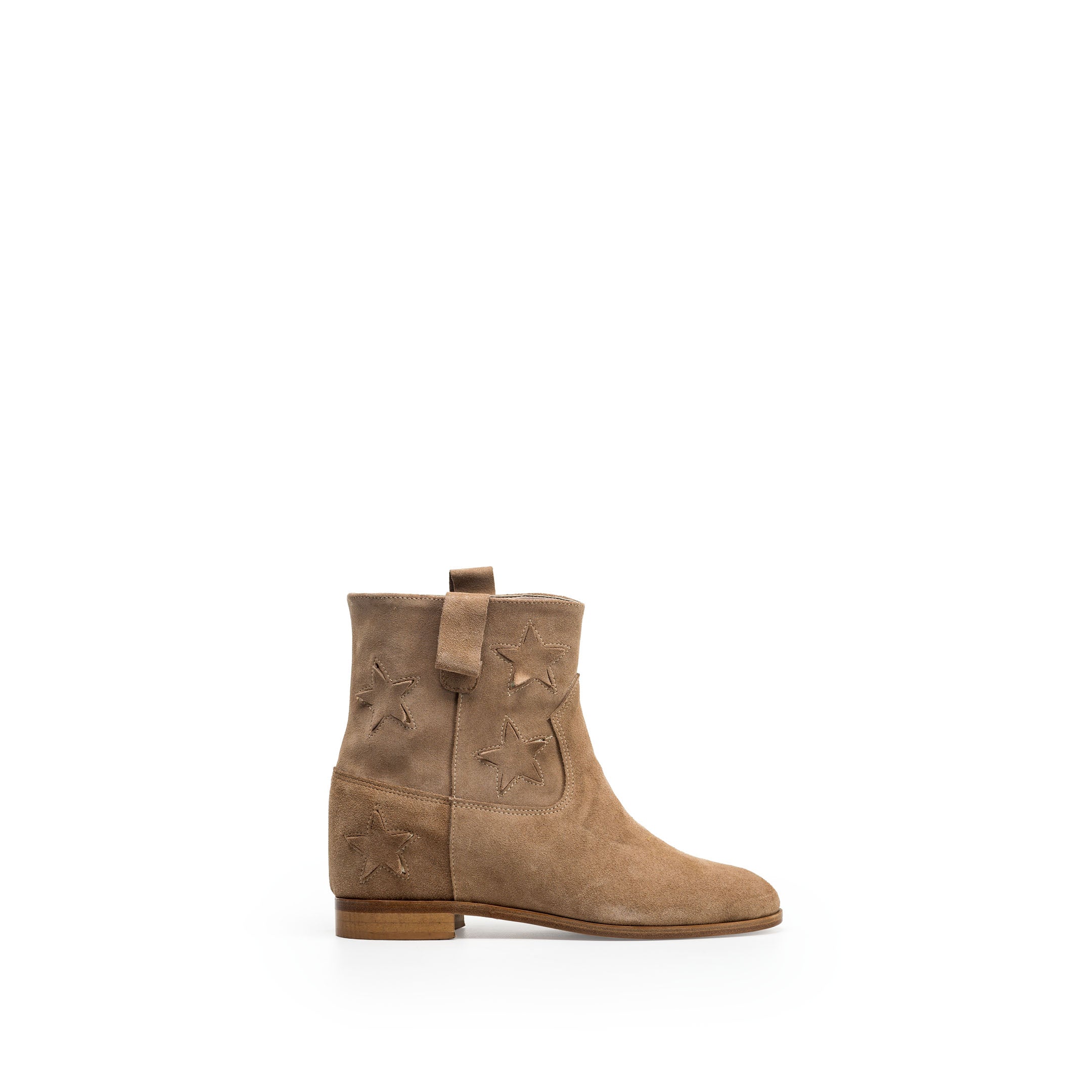 R10_STARS - Genuine Deer Suede Ankle Boot with Stars and Internal Lift