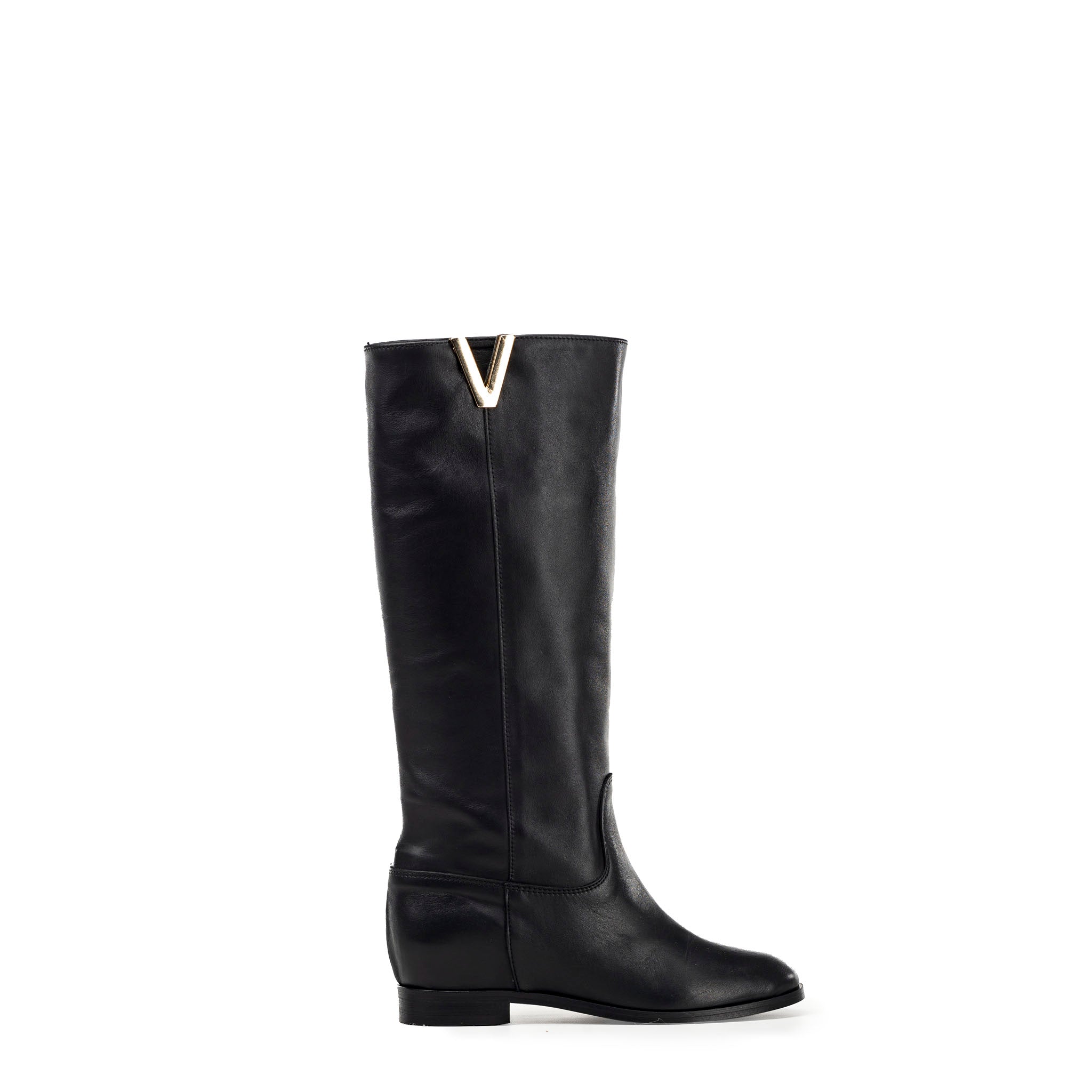 R120 - Genuine Leather tubular boot with internal rise and Golden Accessory