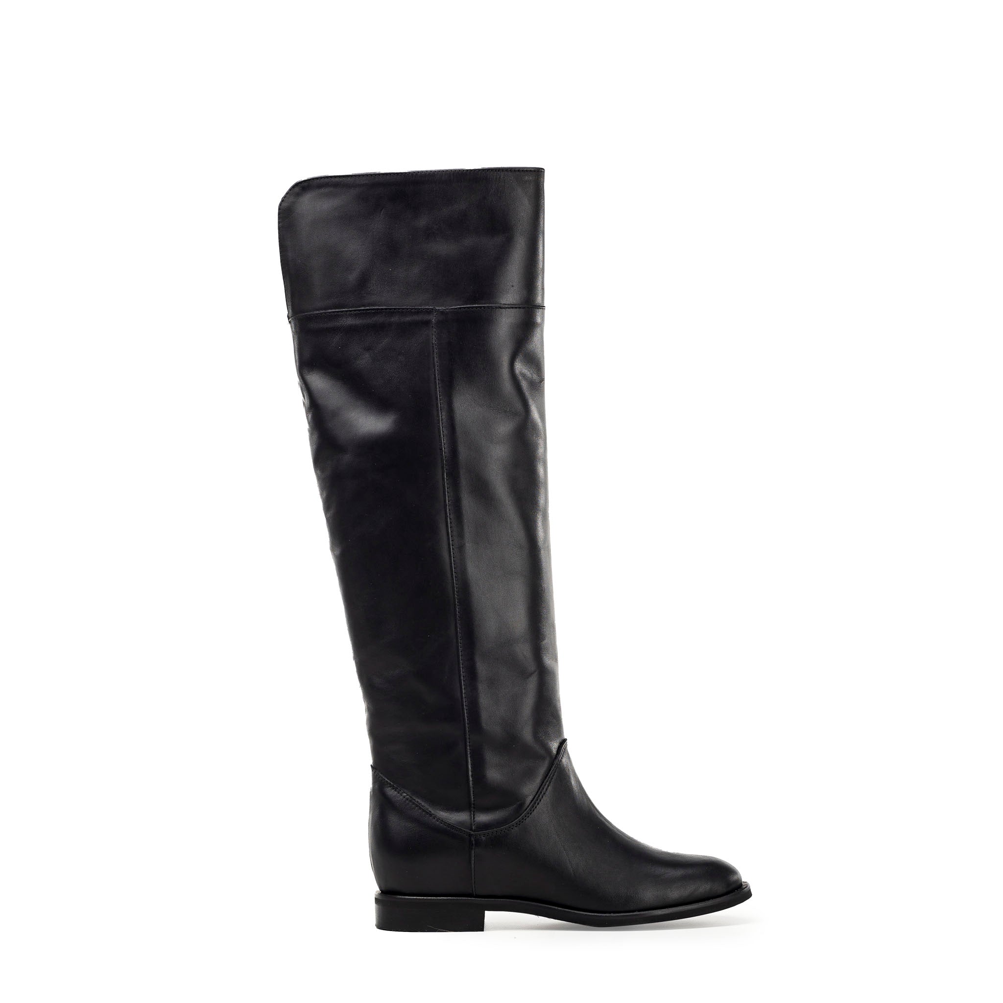 R1205 - Knee-high tubular boot in genuine leather with internal lift