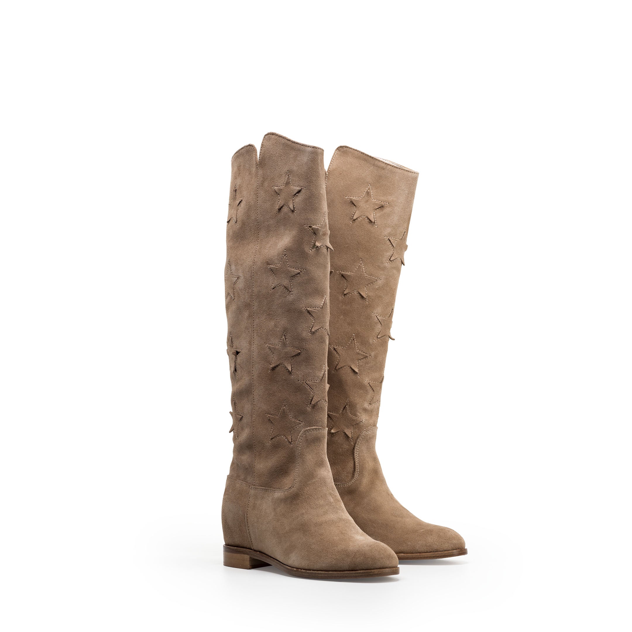 R30 STARS - Tubular boot in Daino suede with stars and internal lift