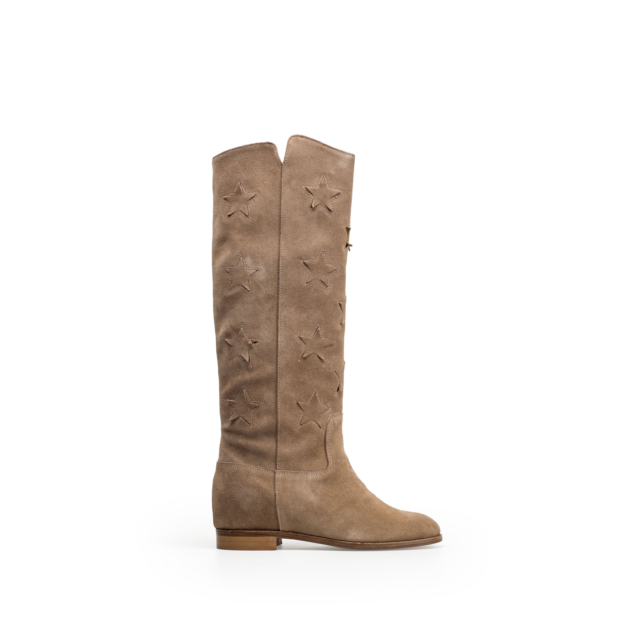 R30 STARS - Tubular boot in Daino suede with stars and internal lift