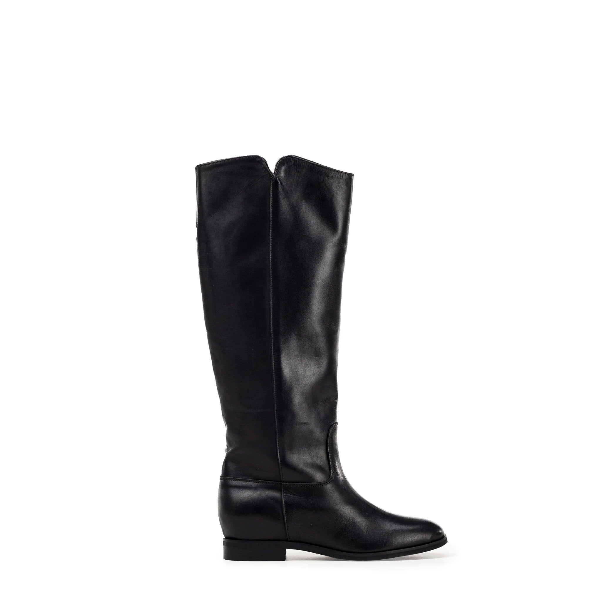 2560R40 - Black Genuine Leather Tubular Boot (WITHOUT INTERNAL LIFT)