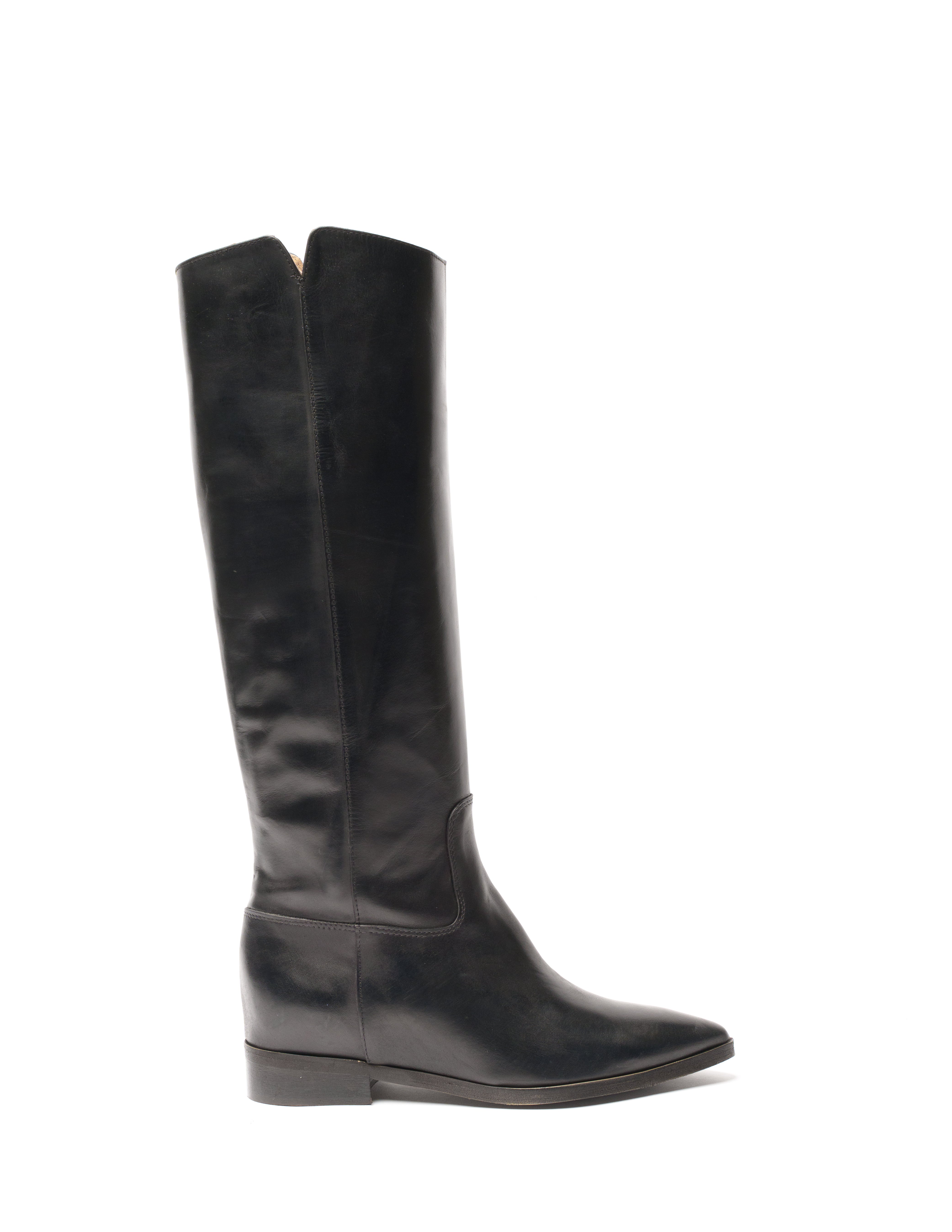 R443 - Bota tubular de piel auténtica negra con elevación interna Mood Camperos