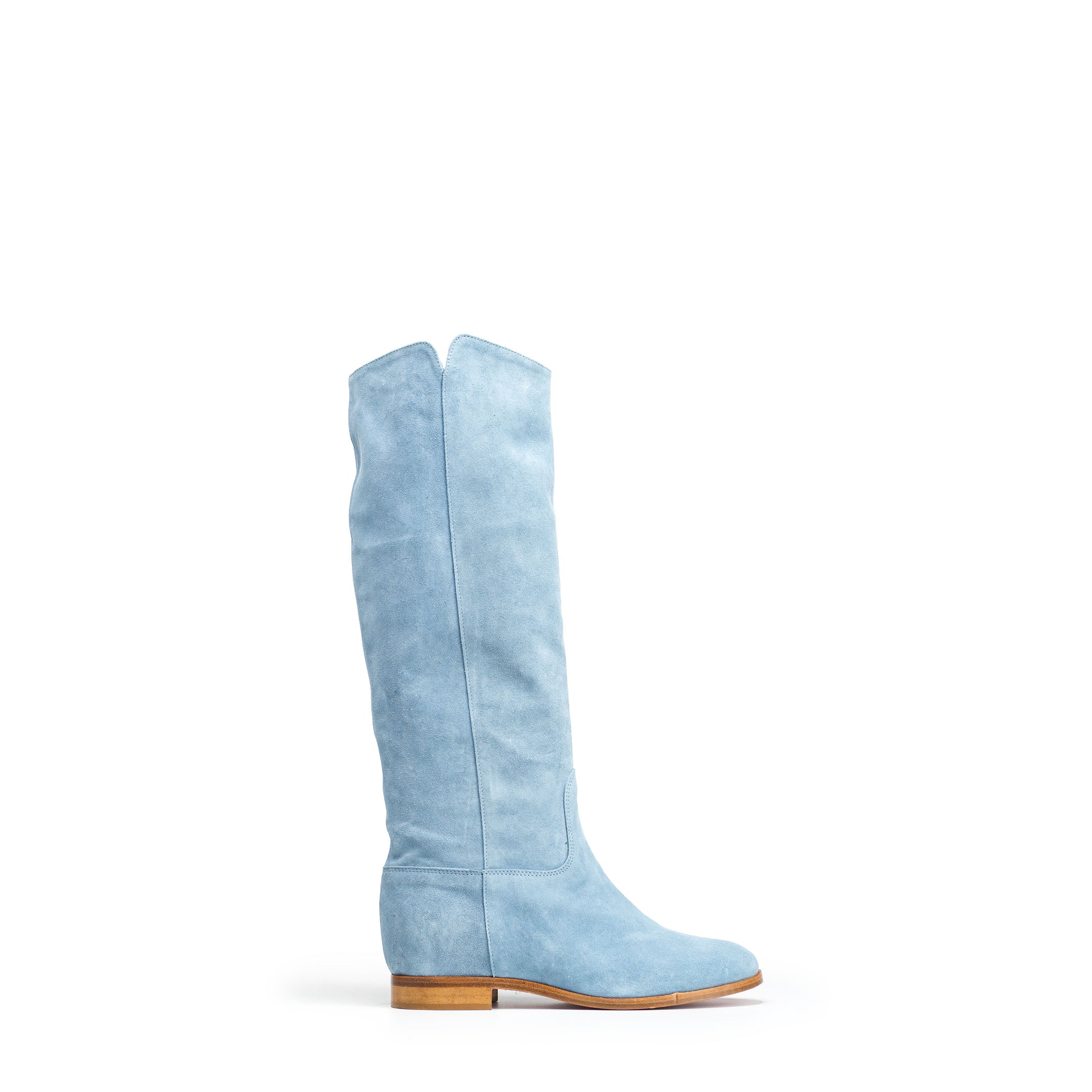 R40 - Tubular boot in real Sky suede with internal lift