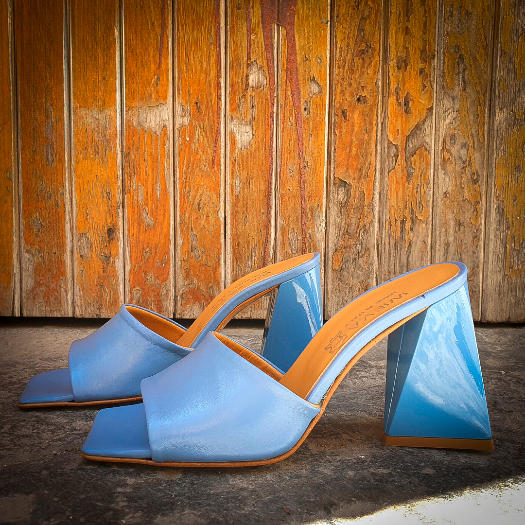 REBECCA - Mule Sandal in Real Sky Nappa with 10 Cm heel