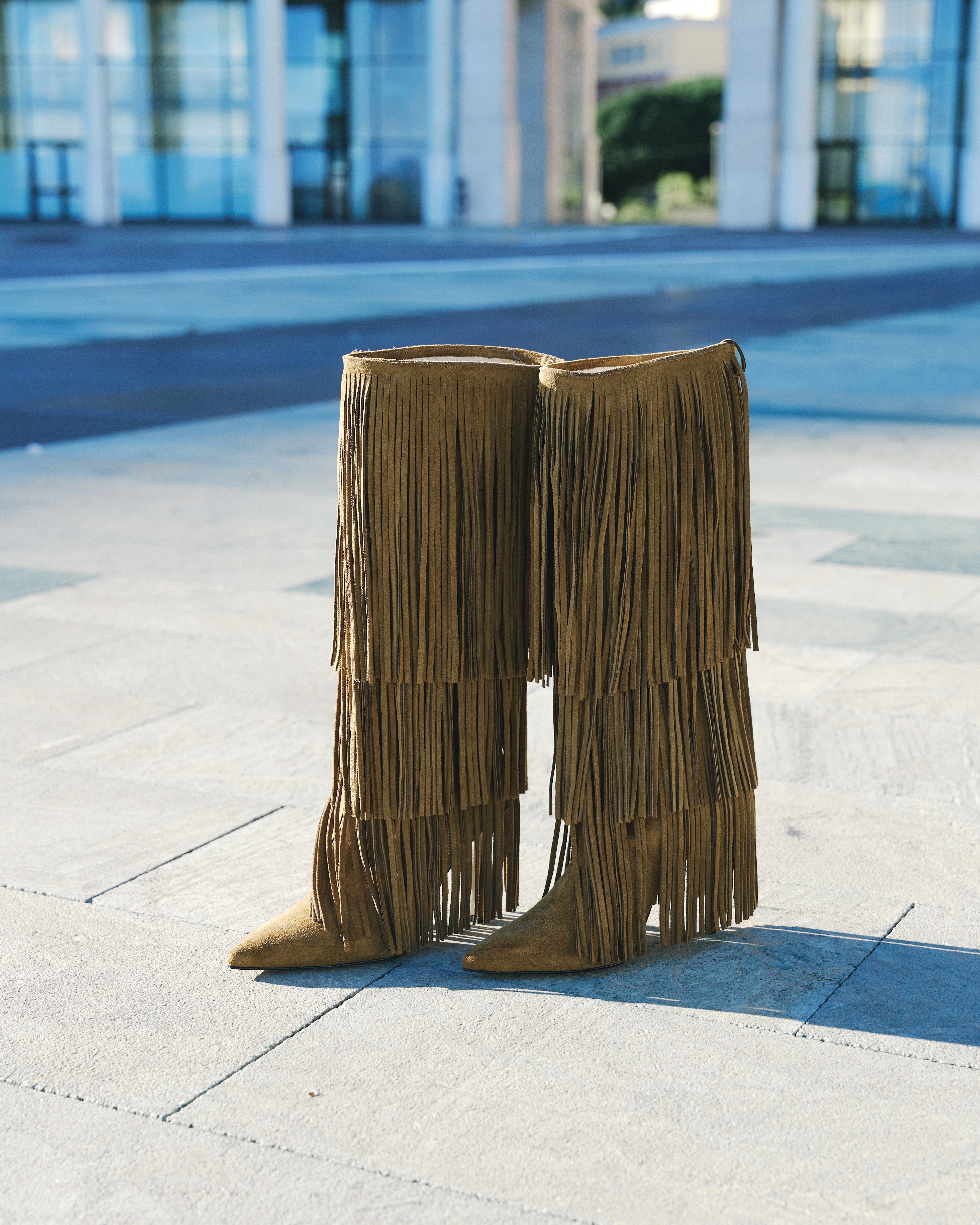 SCARLETT - Stivale Tubolare Sotto al Ginocchio Con Frange in Vero Camoscio Testa di Moro - Tacco Stiletto 10,5 Cm