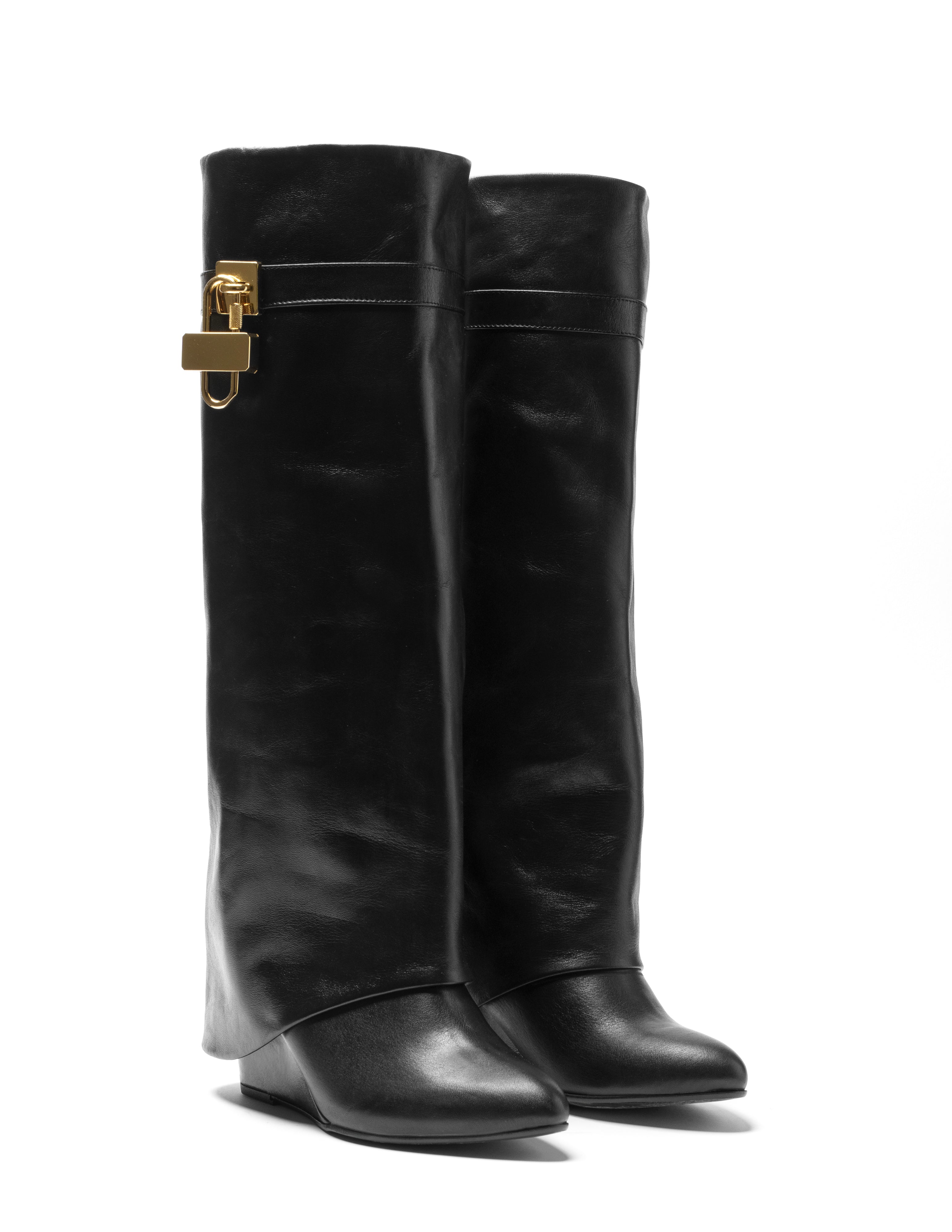 GV20 - Genuine Leather tubular boot with accessory and 7 Cm heel / wedge