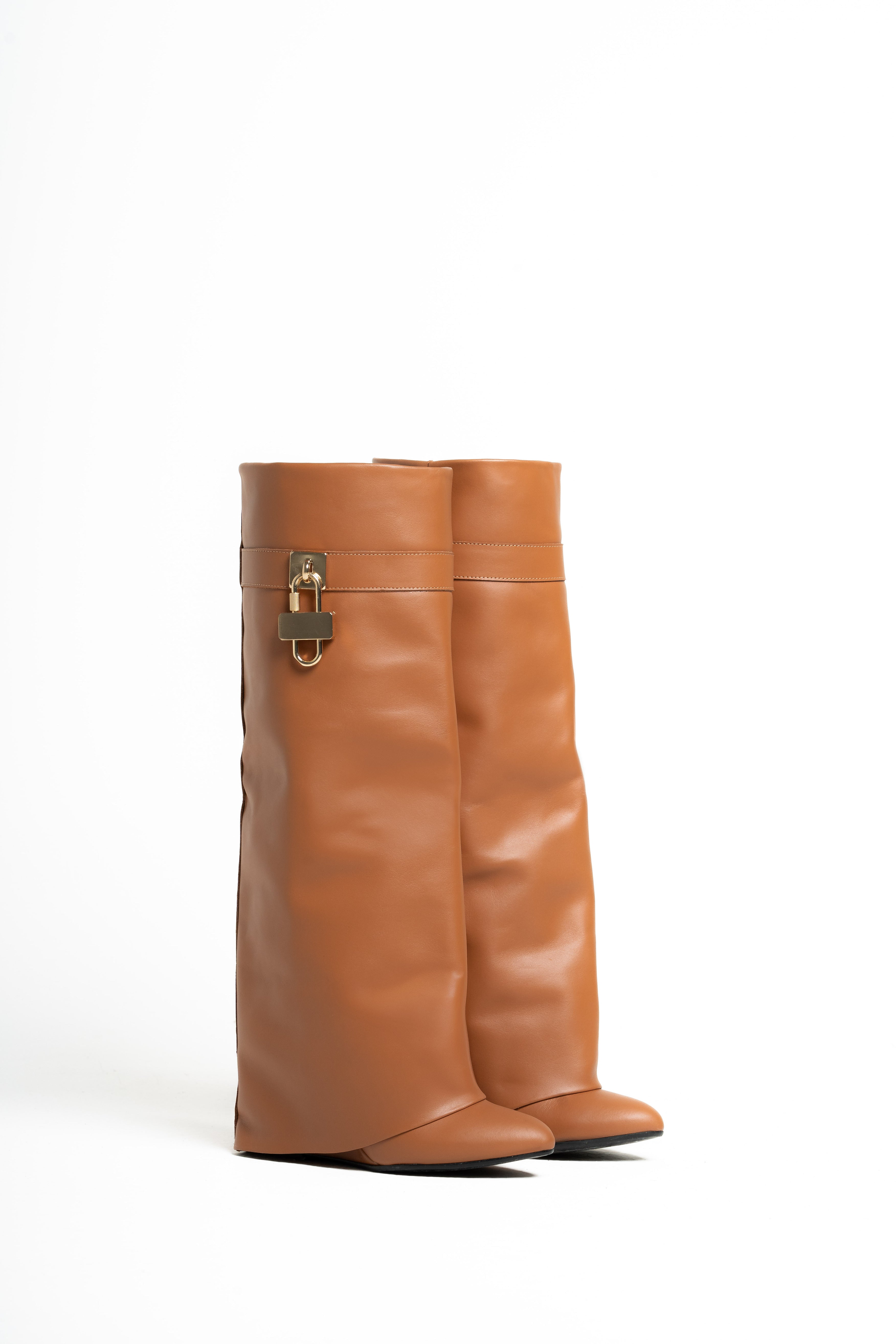 SOPHIE - Tubular boot in genuine leather with accessory and 7 cm heel/wedge