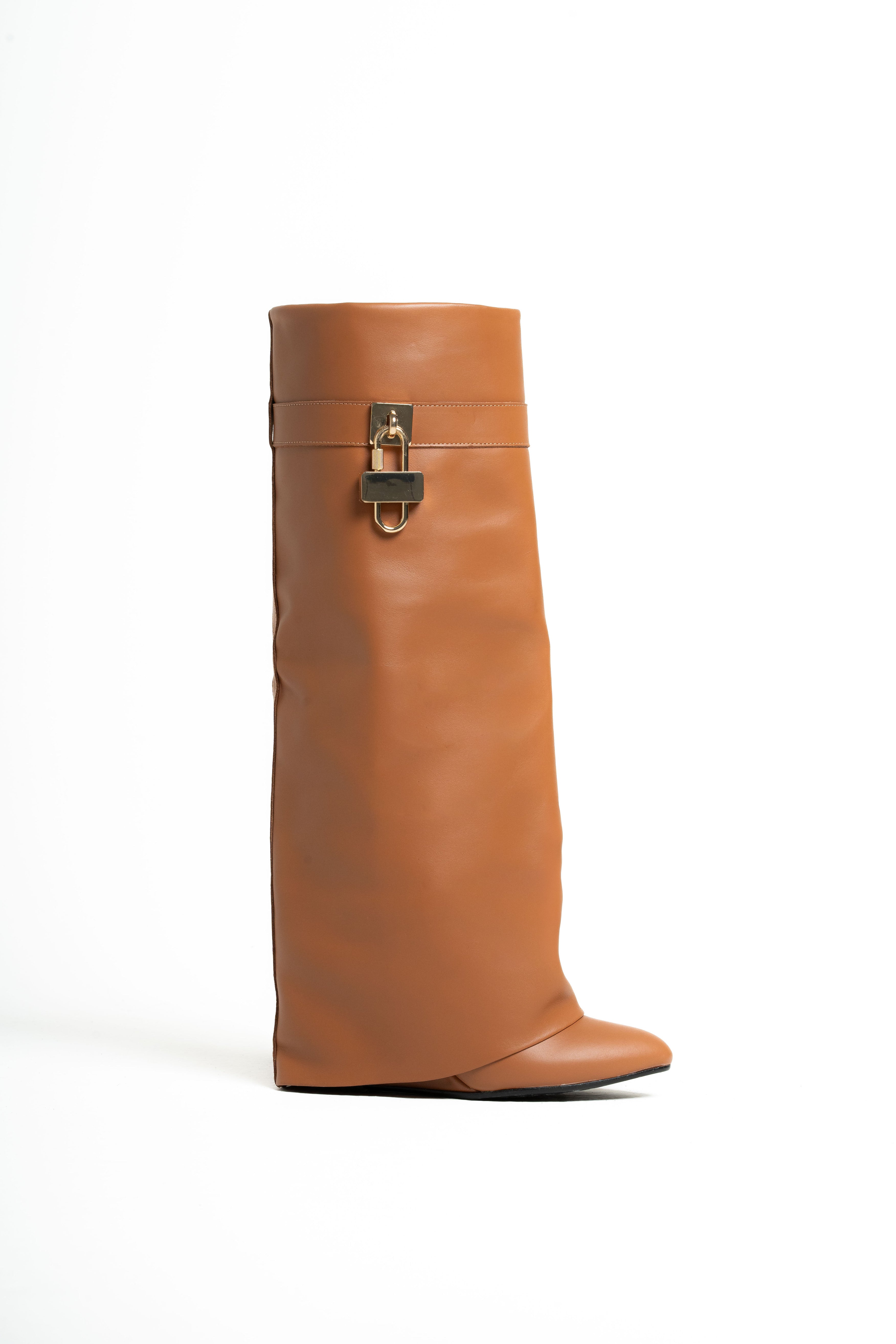 SOPHIE - Tubular boot in genuine leather with accessory and 7 cm heel/wedge
