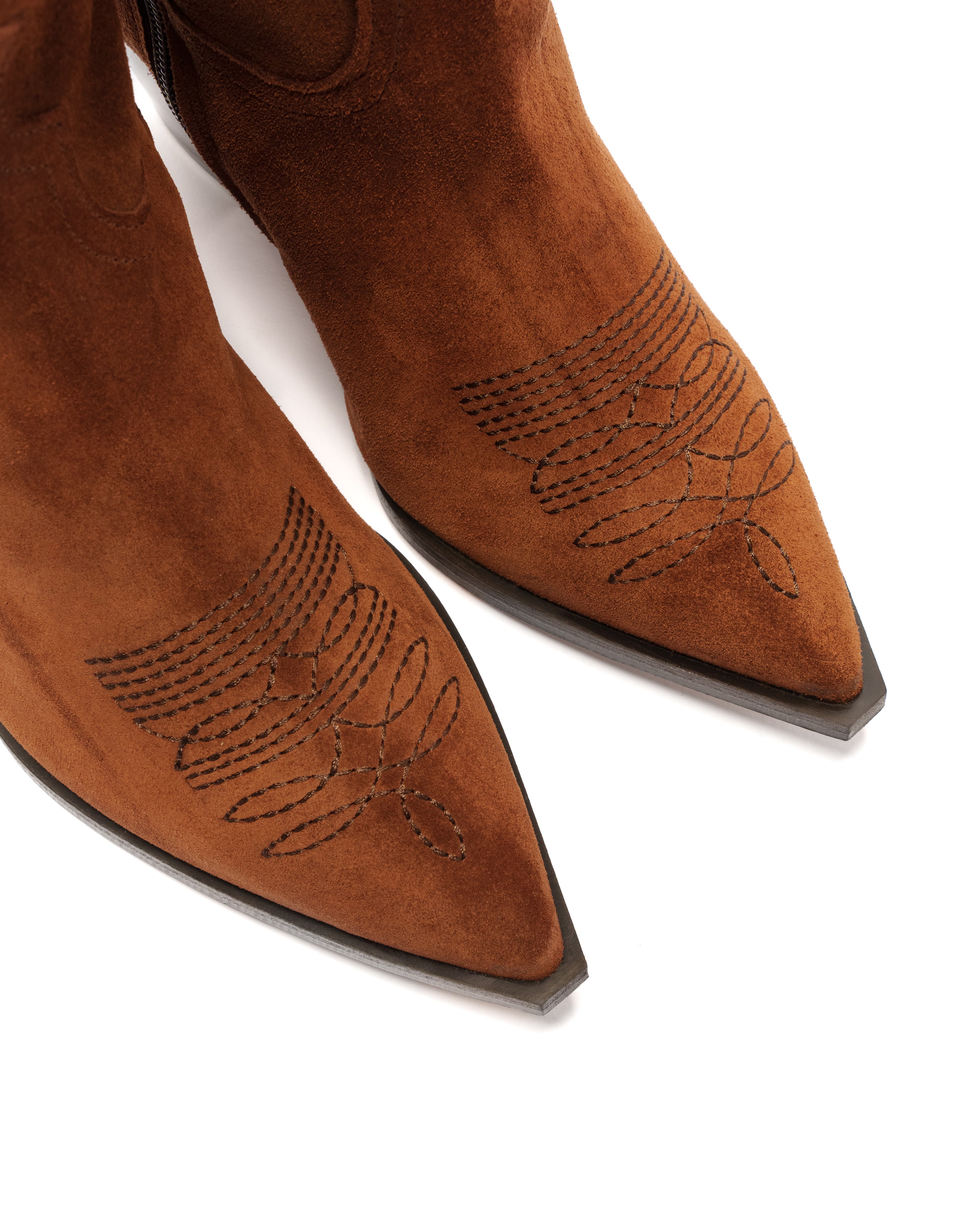 SOUND_TOP_FLAME - Camperos over-the-knee tubular boot in real burnt suede with embroidery and 7 cm heel