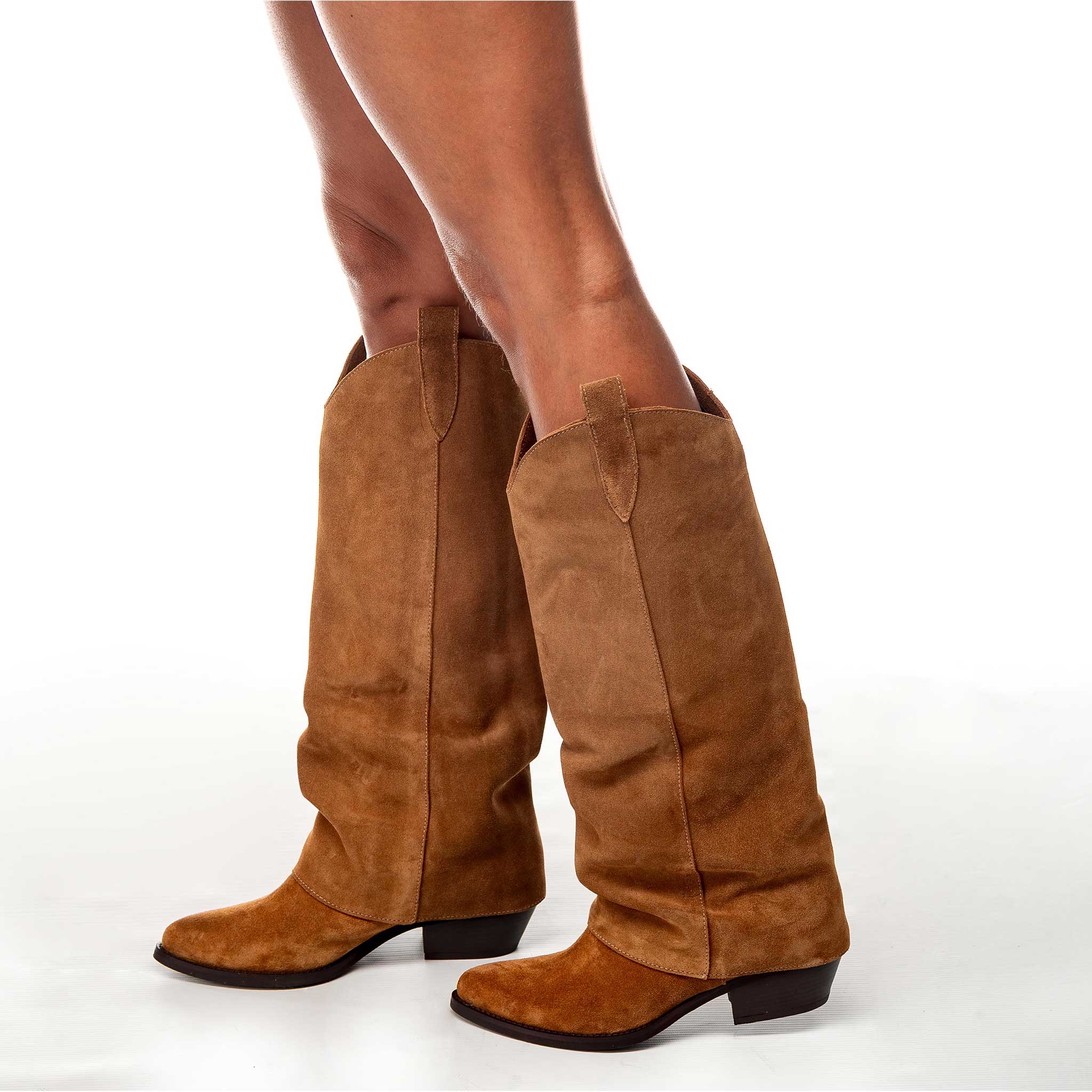 TEX 142 - Camperos mood tubular boot in real suede with cuff