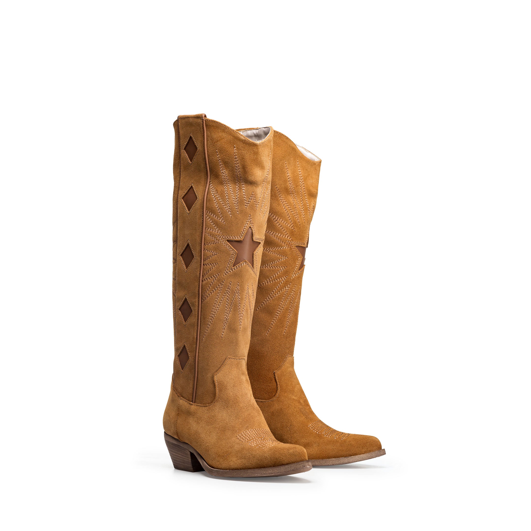 TEX 300_GOLDEN - Tubular boot Camperos mood in real suede leather