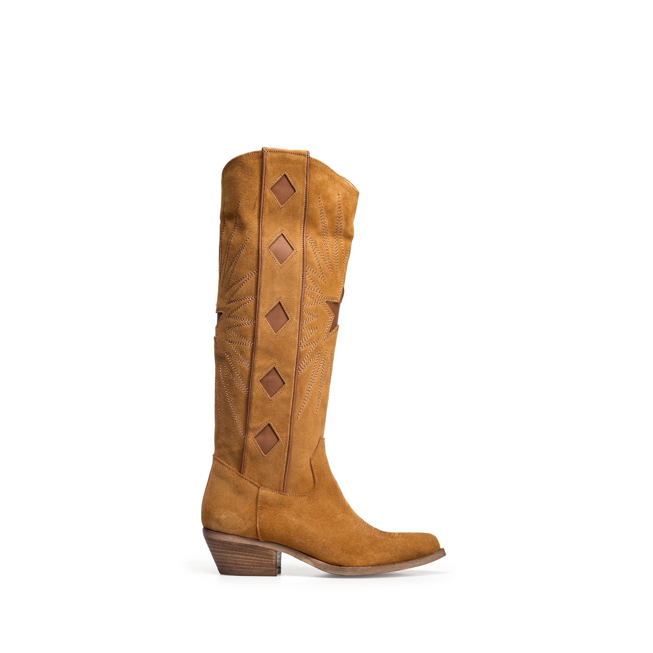 TEX 300_GOLDEN - Tubular boot Camperos mood in real suede leather