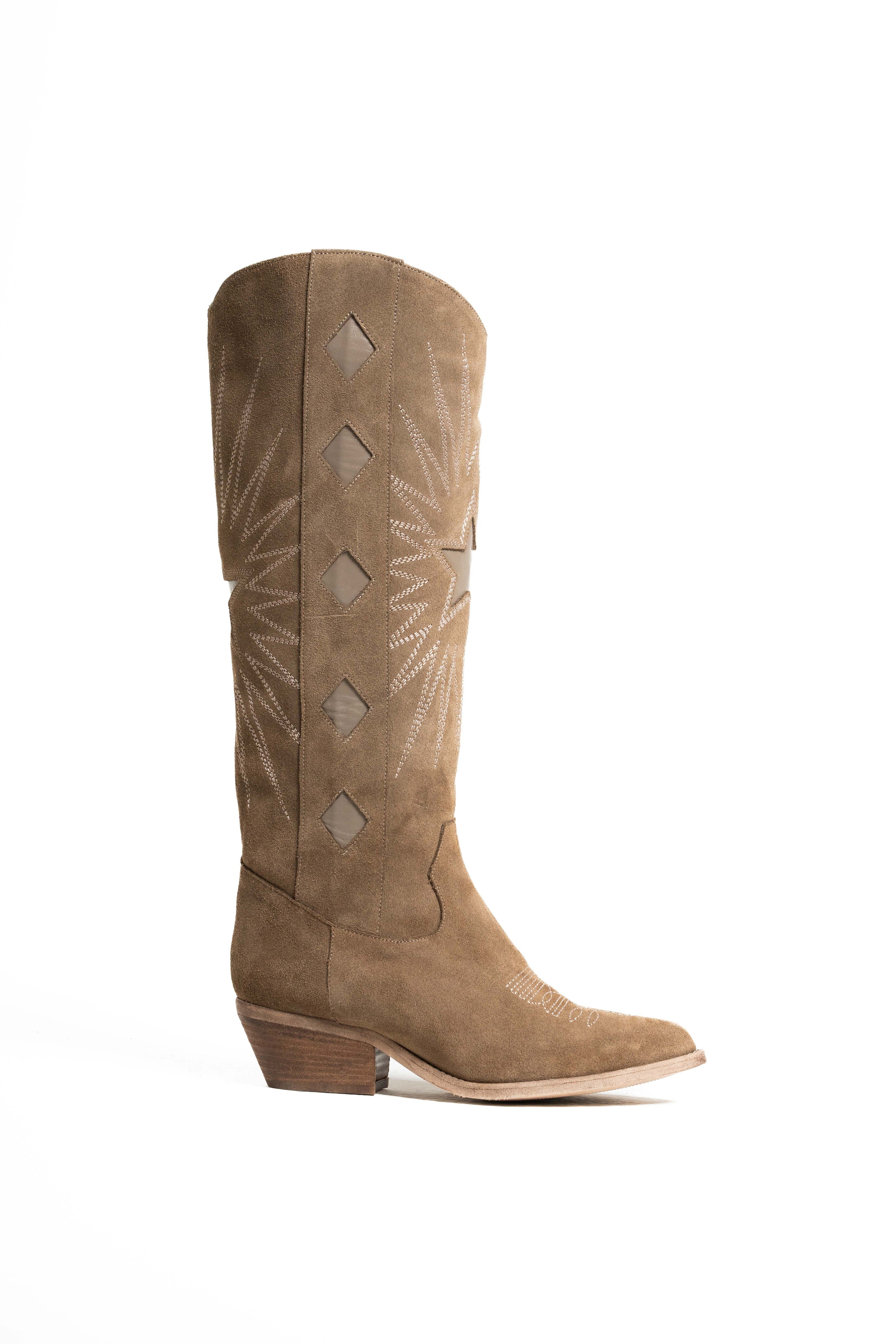 TEX 300_GOLDEN - Bota tubular Camperos mood en piel serraje auténtica