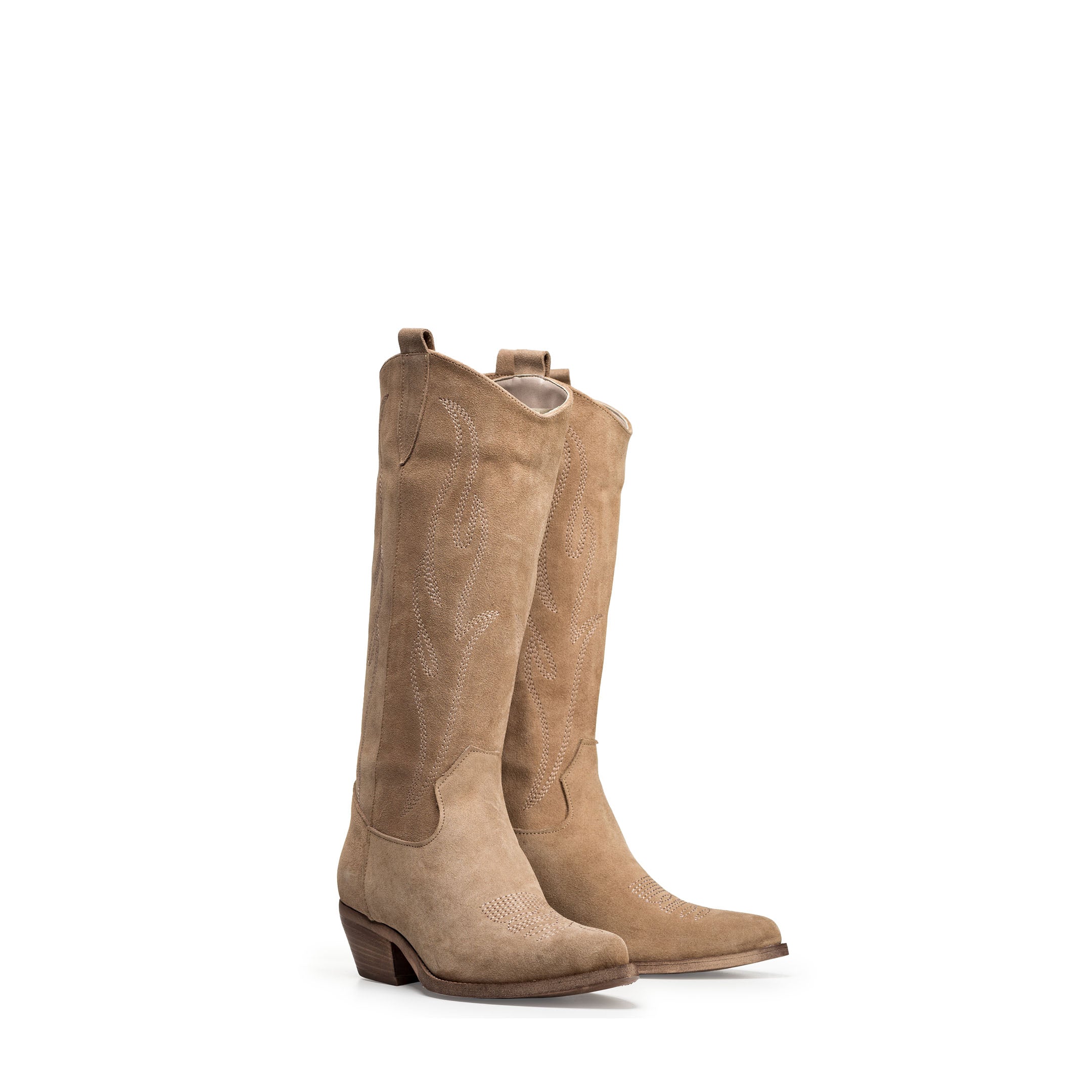 TEX 60 - Camperos tubular boot in real Daino suede with embroidery