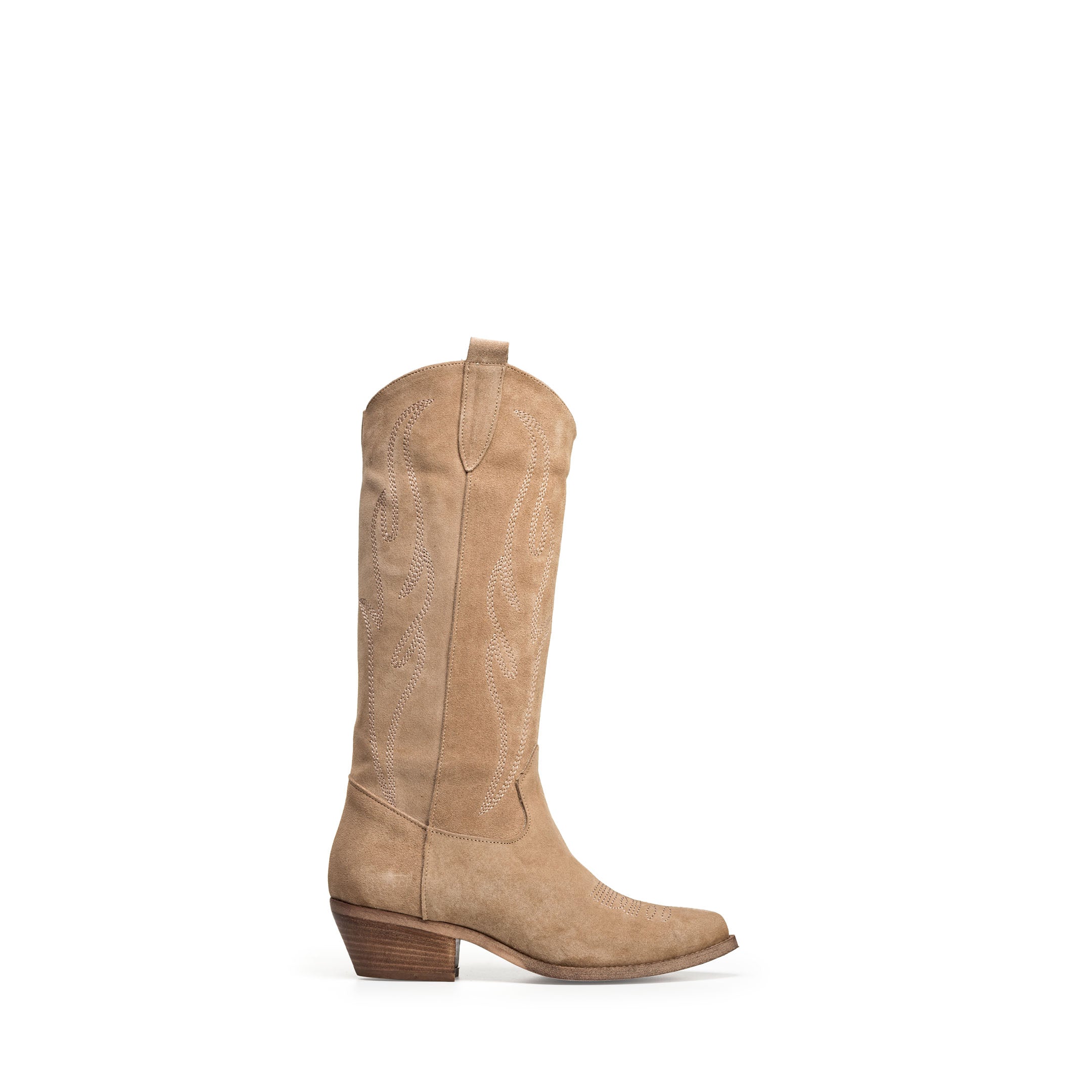 TEX 60 - Camperos tubular boot in real Daino suede with embroidery