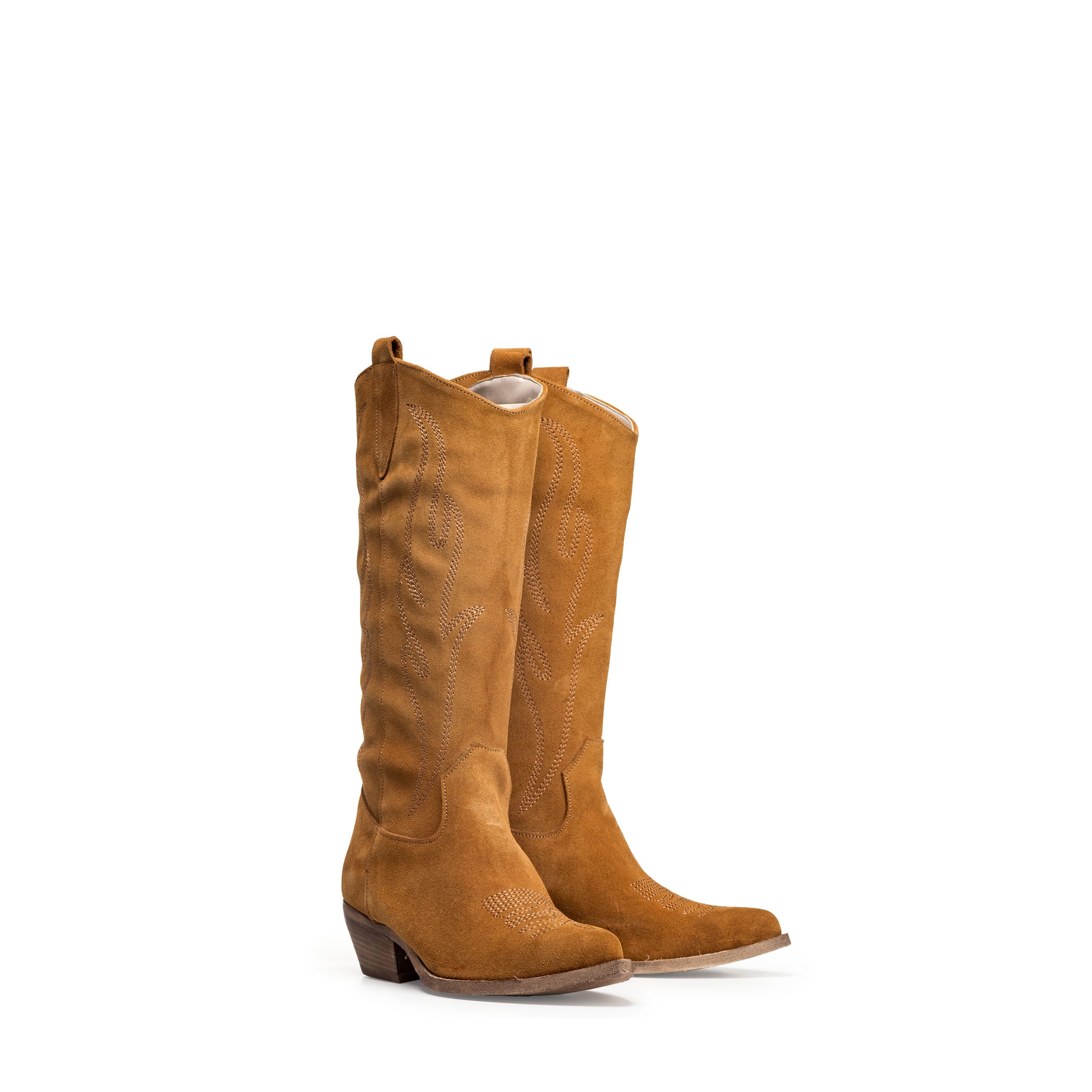 TEX 60 - Bota tubular campera en piel serraje auténtica con bordado