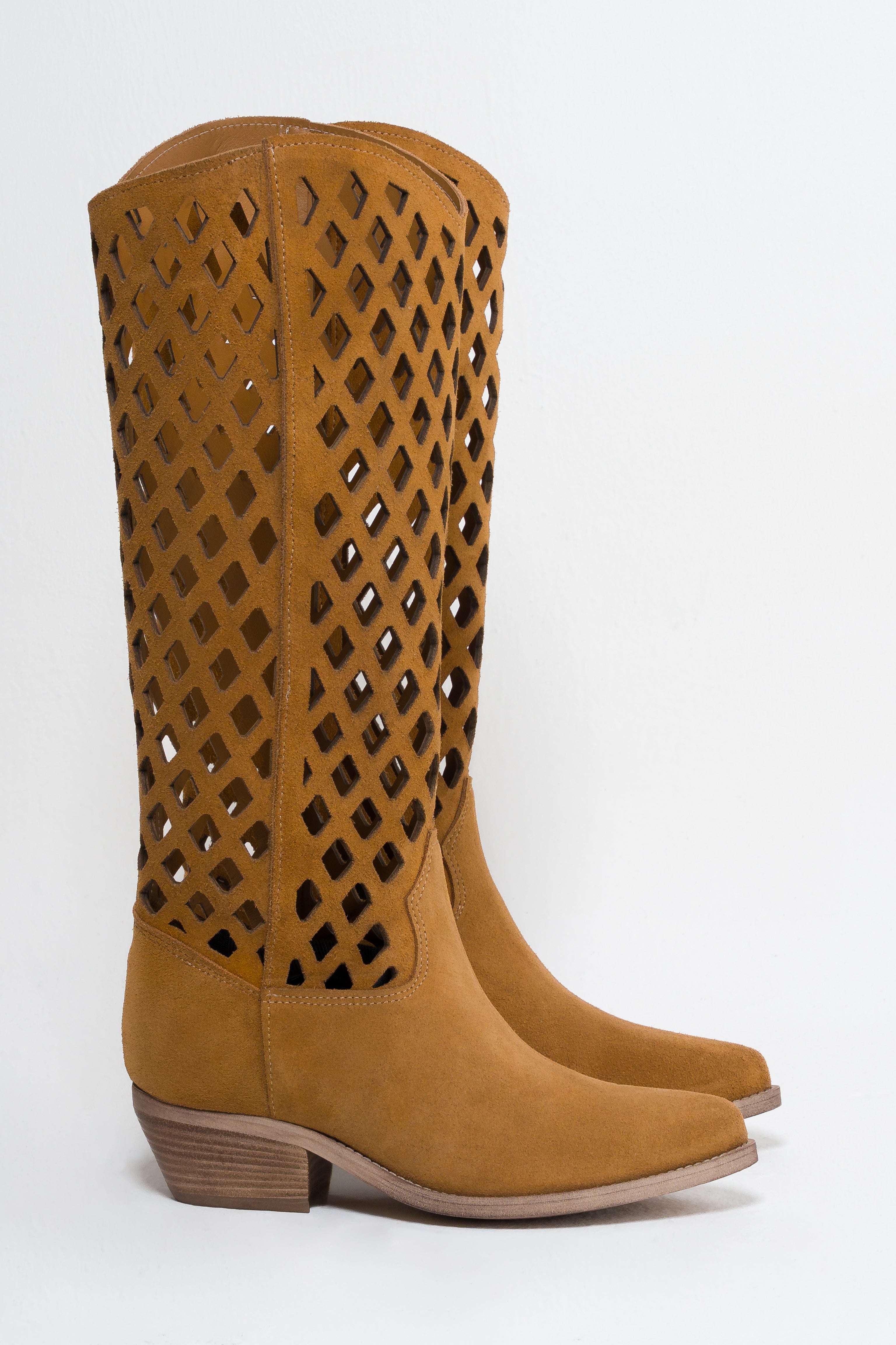 TEX 60 - Camperos tubular boot in real suede leather with embroidery