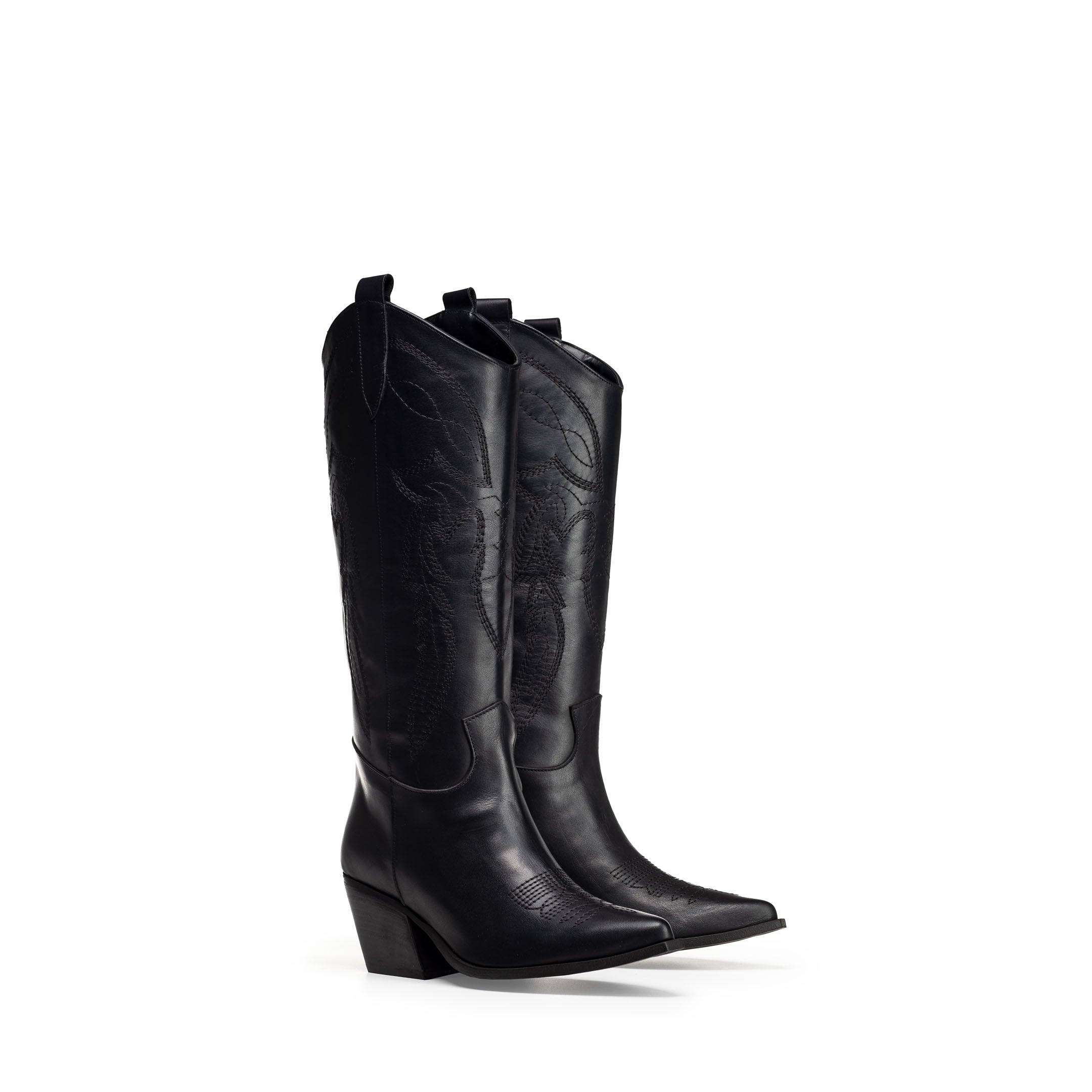 TEX 70_LOW - Bota tubular campera en piel genuina con bordados