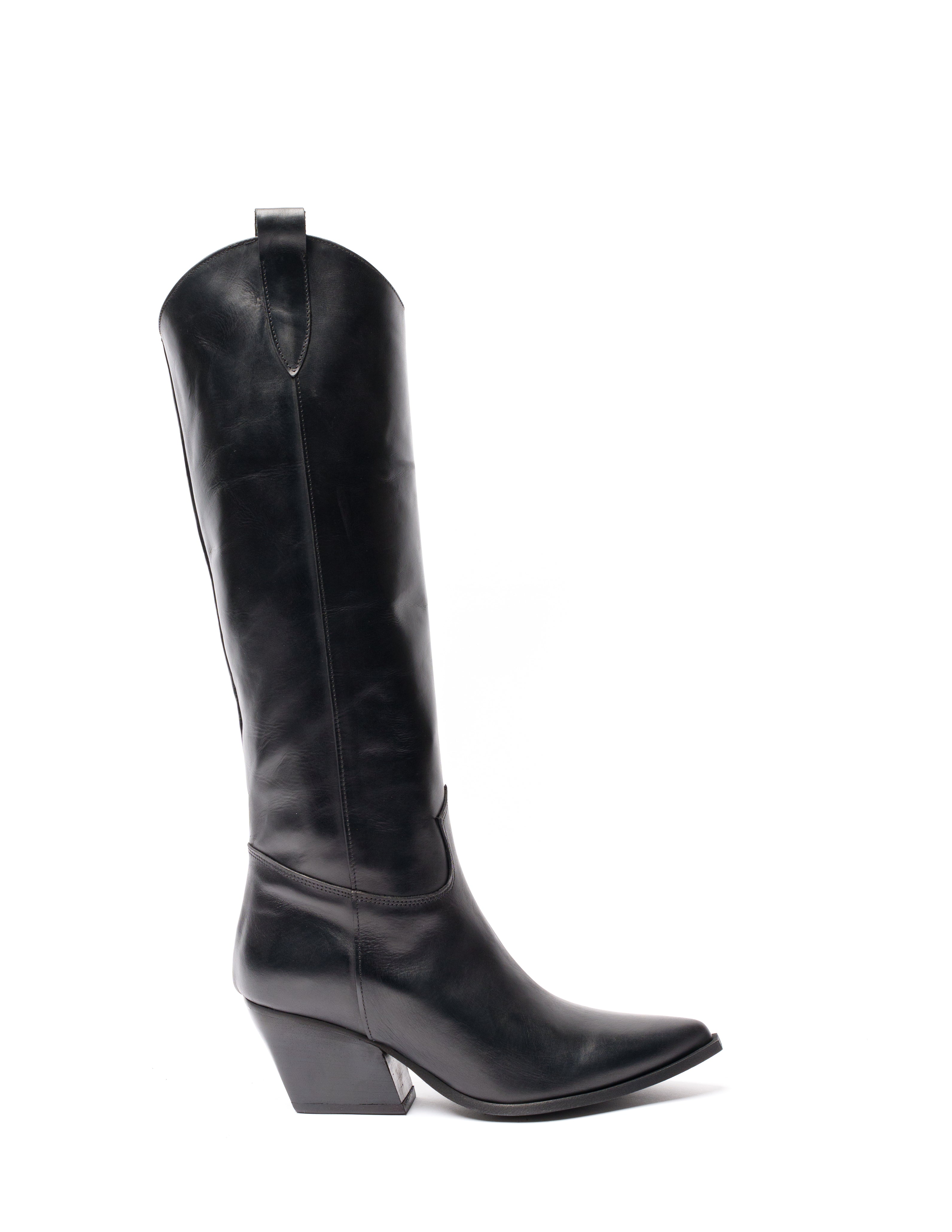 TEX 70 - Bota campera mood en piel auténtica color negro con tacón de 7 cm