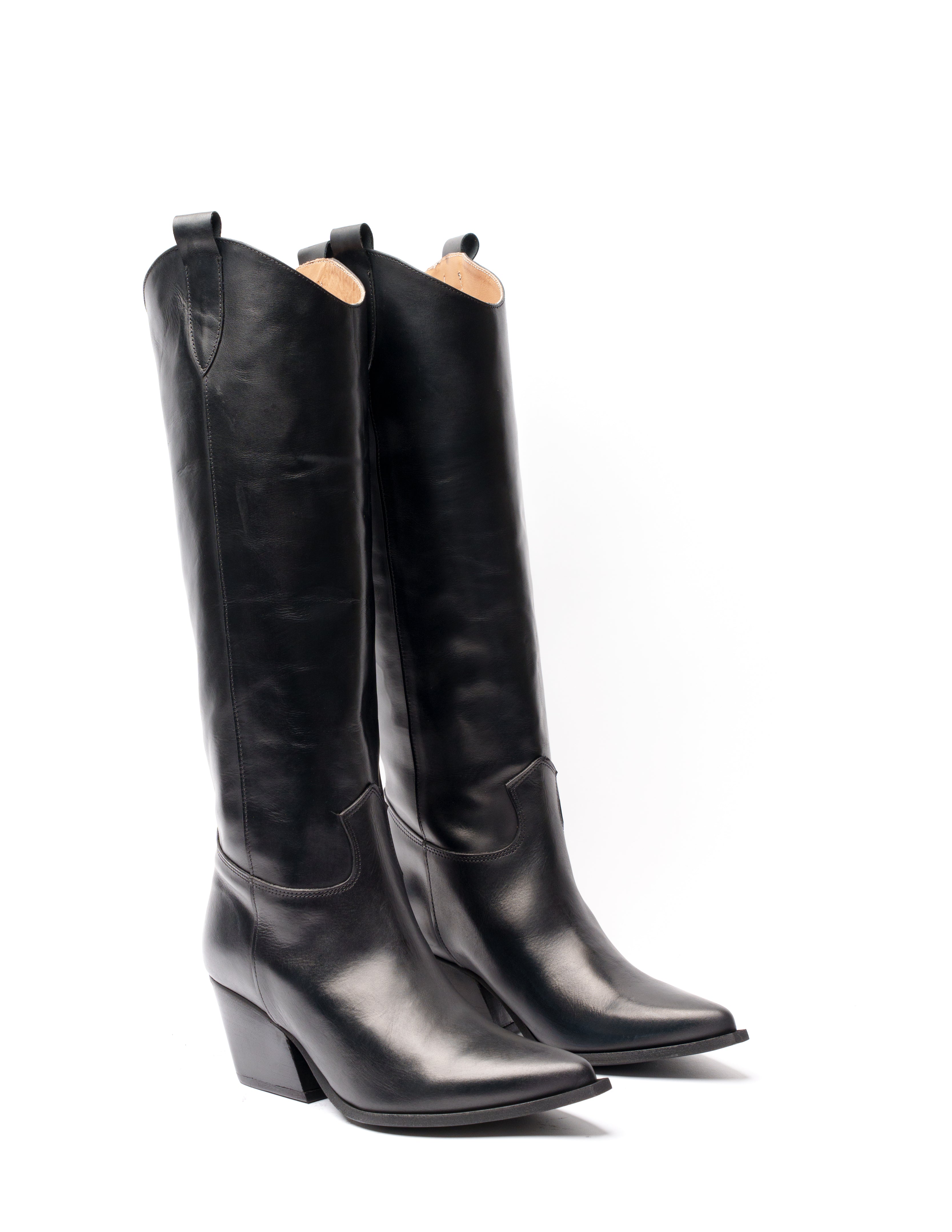 TEX 70 - Bota campera mood en piel auténtica color negro con tacón de 7 cm