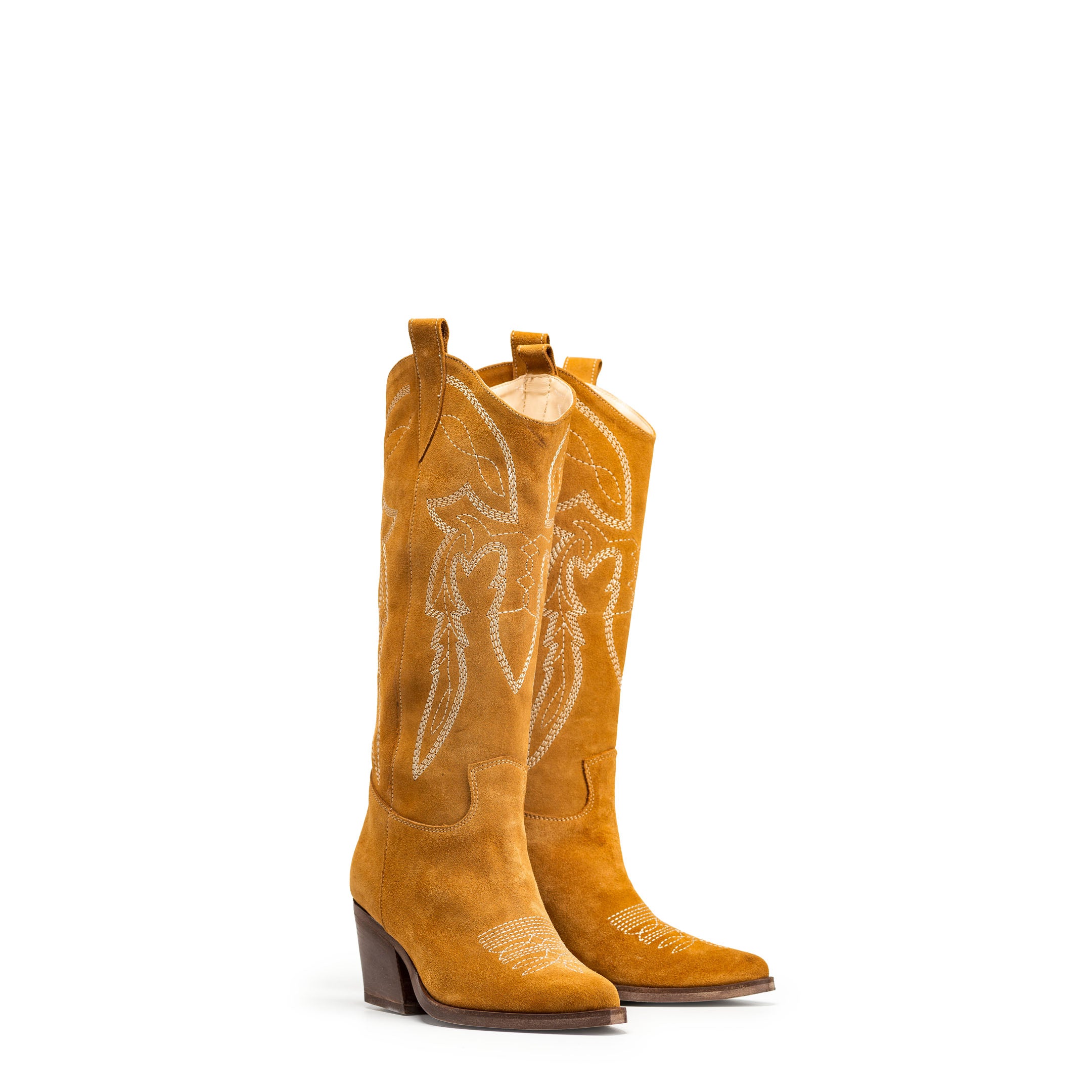 TEX 70_LOW - Camperos Tubular Boot in Real Suede Leather with Embroidery