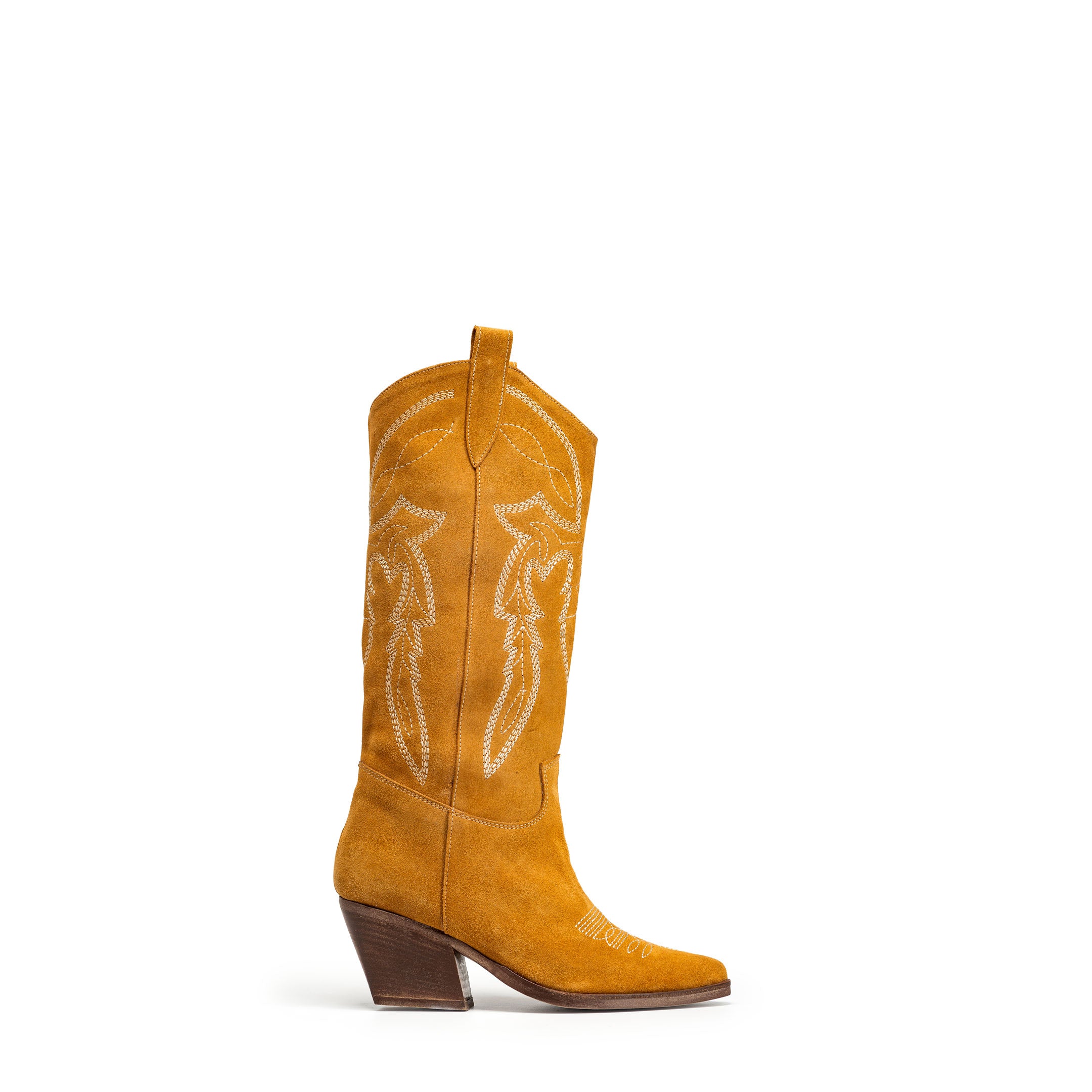 TEX 70_LOW - Camperos Tubular Boot in Real Suede Leather with Embroidery