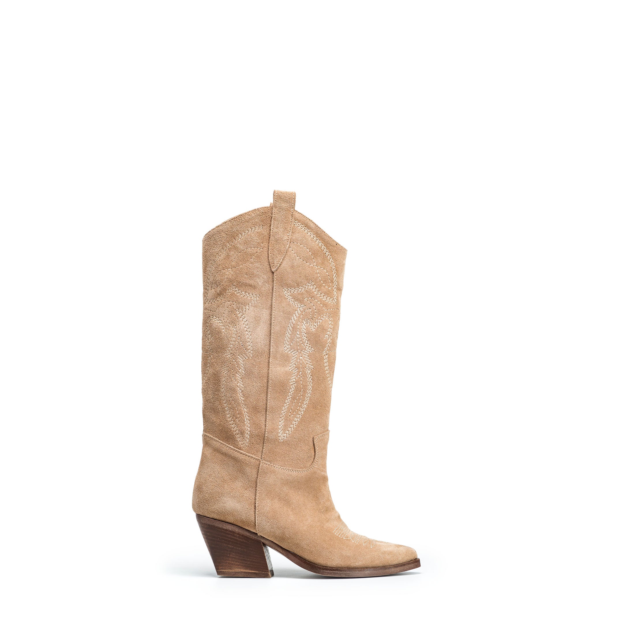 TEX 70_LOW - Camperos tubular boot in real Daino suede with embroidery