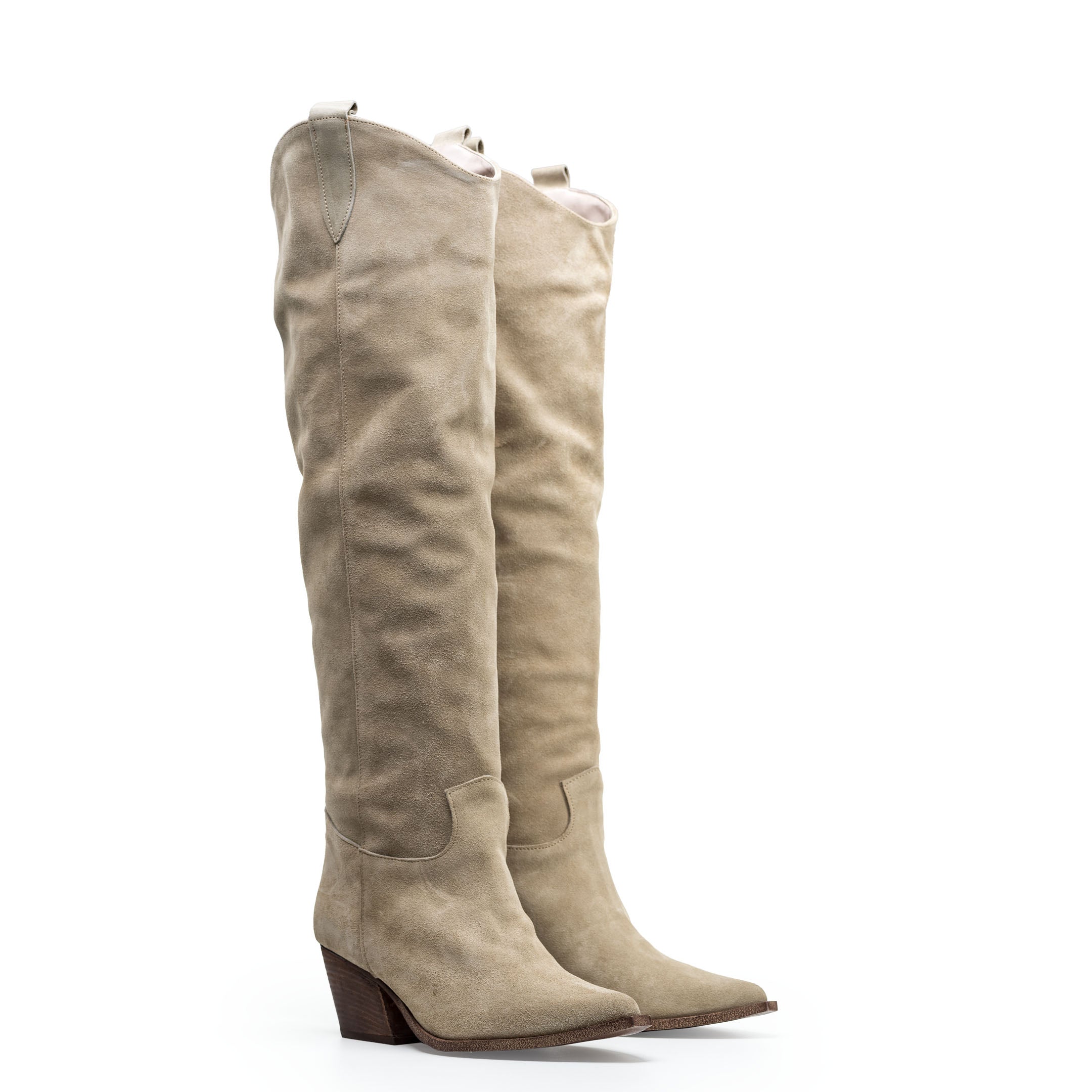 TEX 80 - Camperos over-the-knee tubular boot in real suede Sand