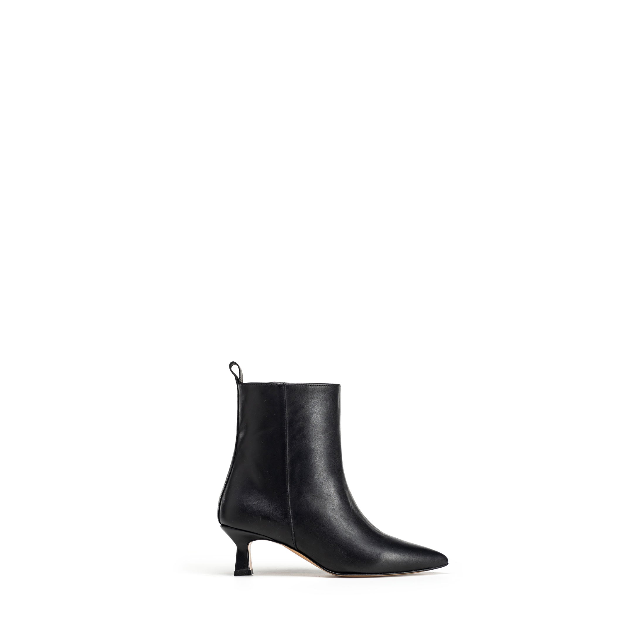 TR-347 - Black Genuine Leather Tubular Ankle Boot